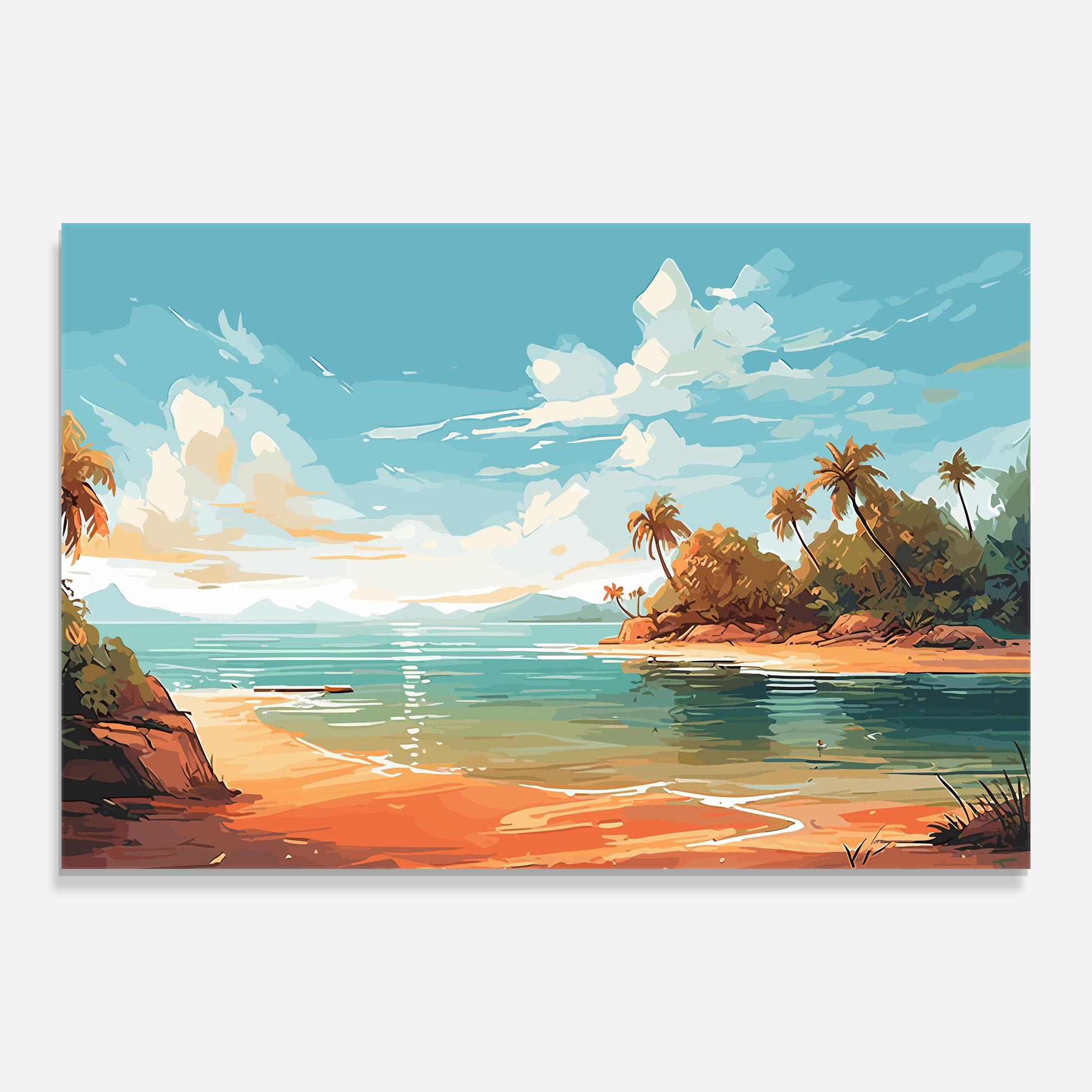 Tablou Sticla Blue Sky Beach mockup 0