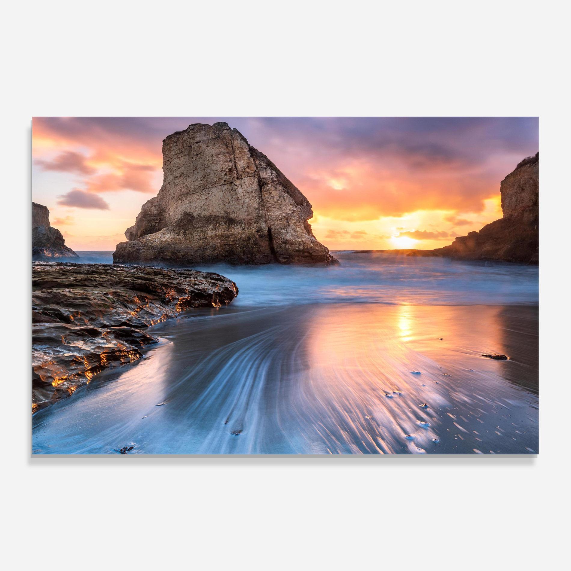 Tablou Sticla Blue Sunset Beach mockup 0