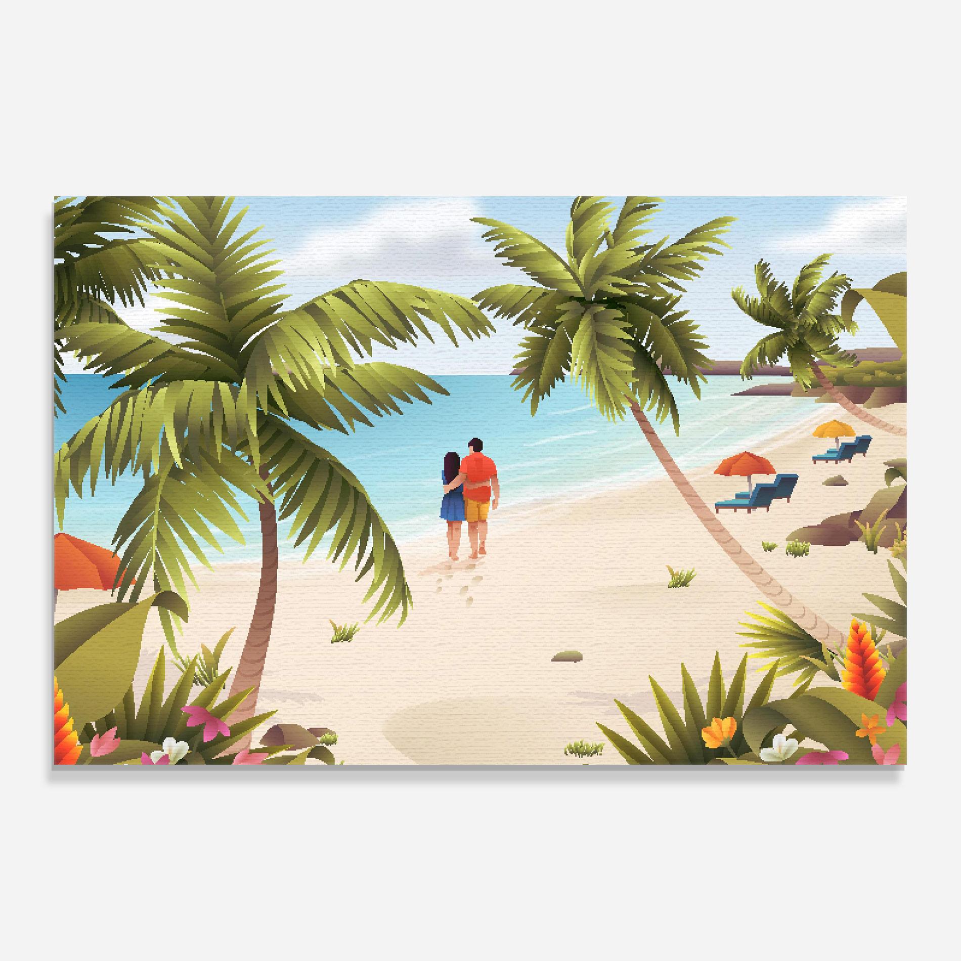 Tablou Sticla Couple Beach mockup 0
