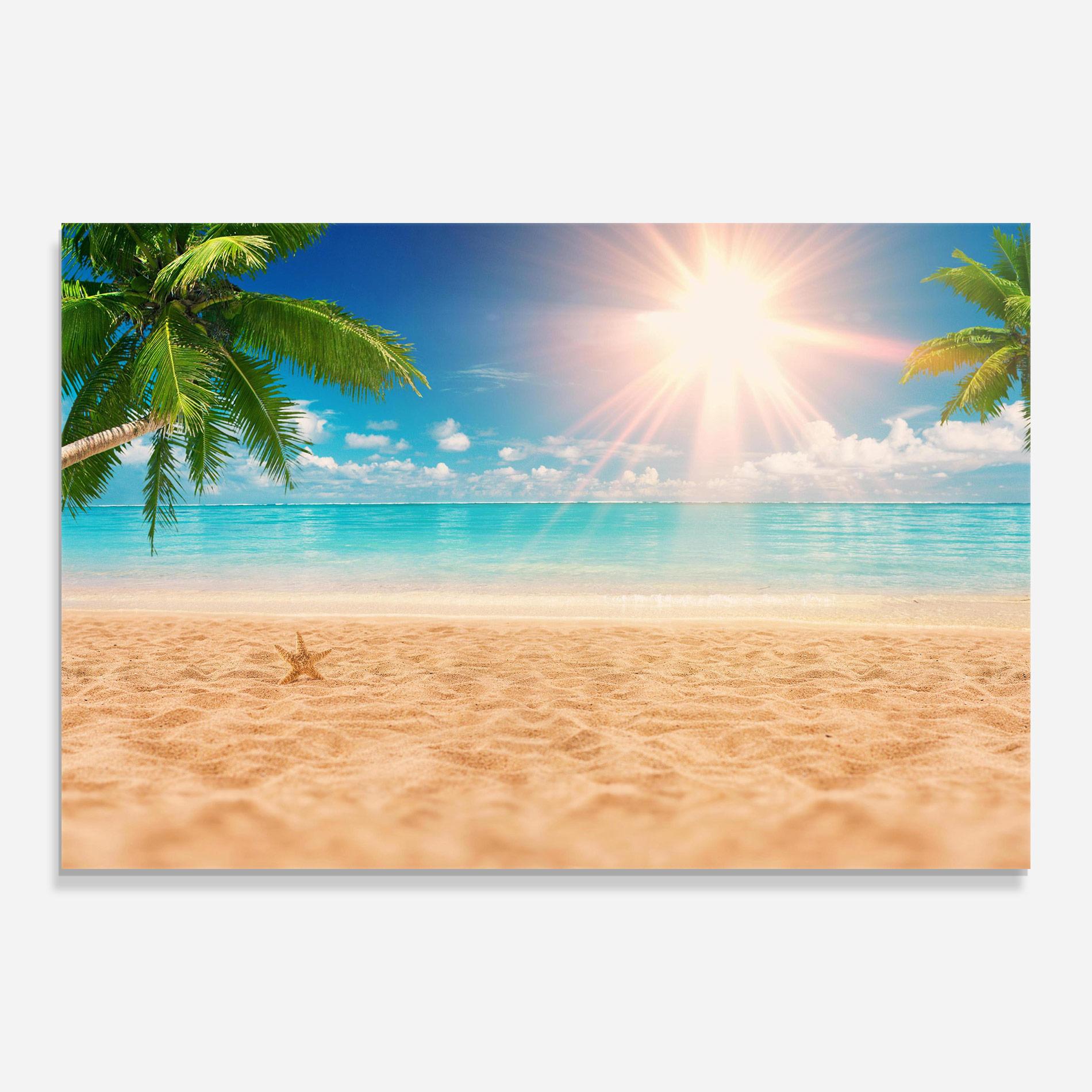 Tablou Sticla Exotic Beach Ocean mockup 0