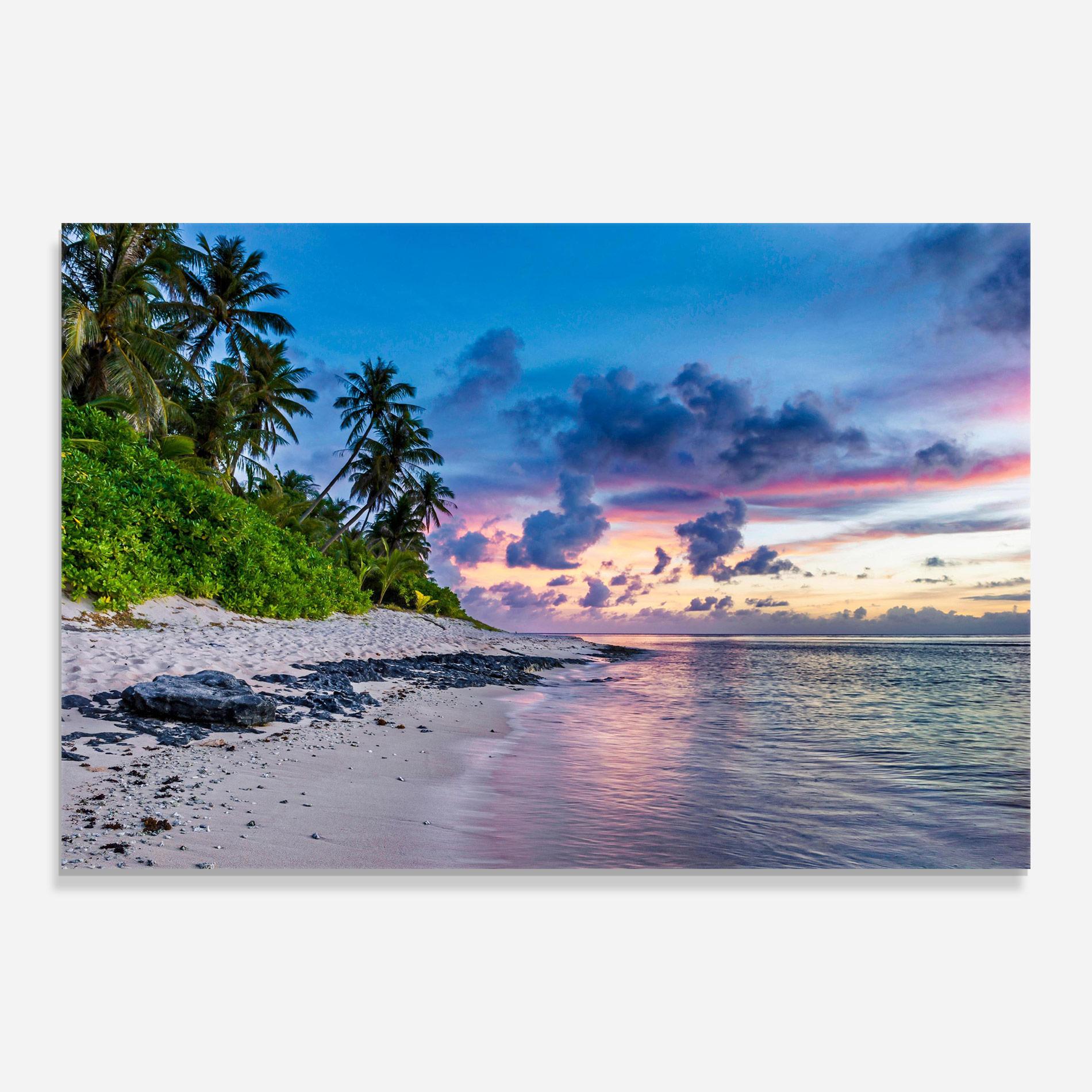 Tablou Sticla Purple Blue Beach mockup 0