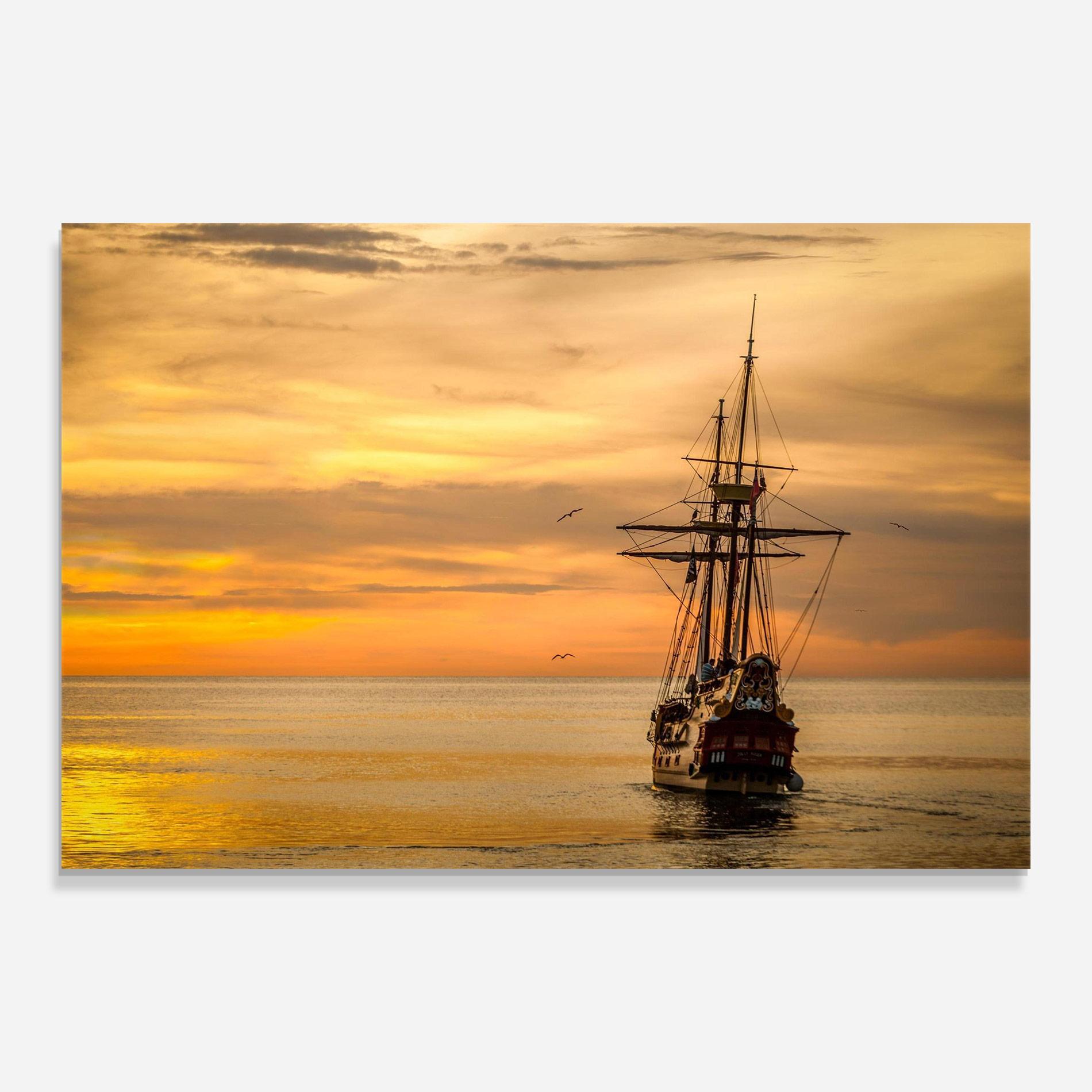 Tablou Sticla Sunset Over The Sea mockup 0