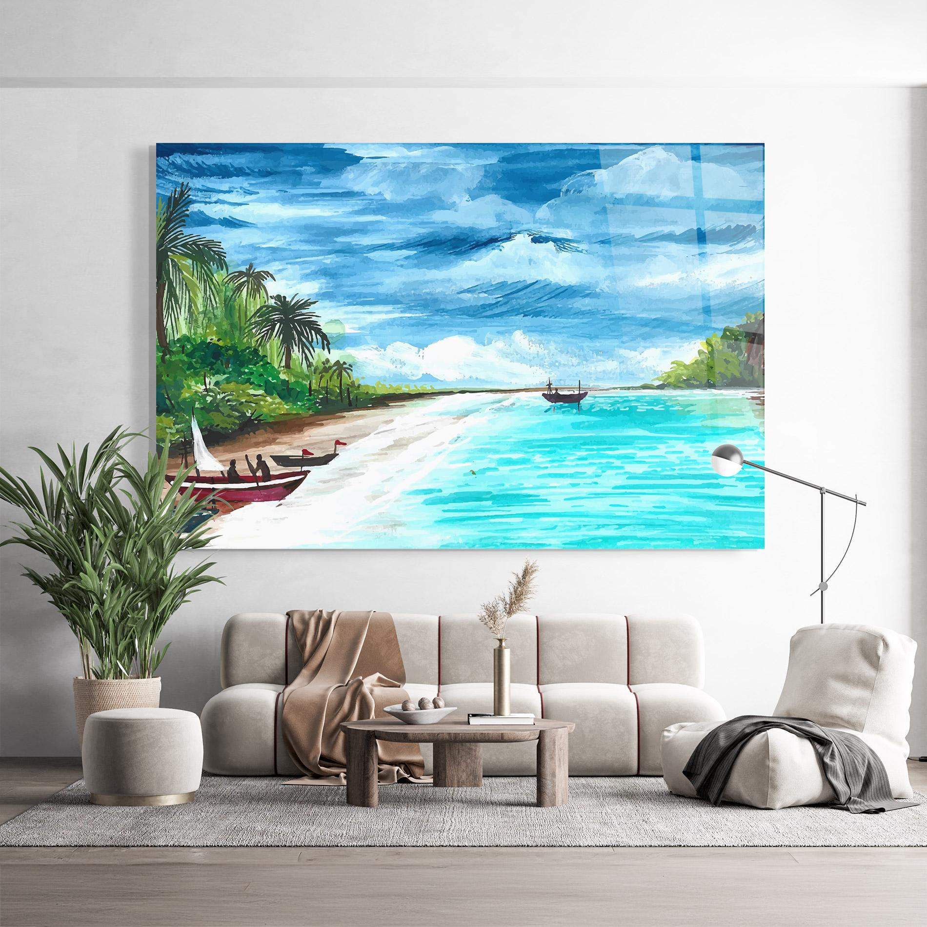 Tablou Sticla Beach Painting Art mockup 9