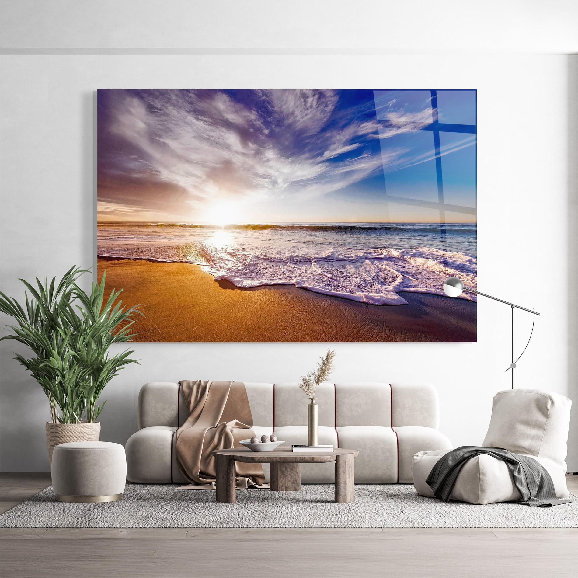 Tablou Sticla Beach Sunrise mockup 9