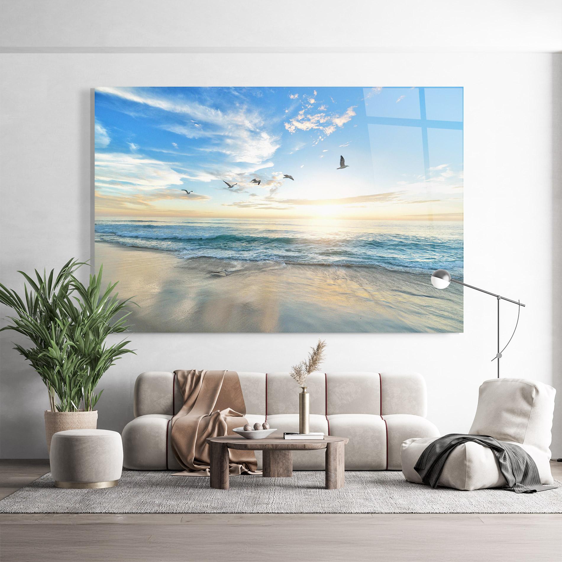 Tablou Sticla Beautiful Beach mockup 9