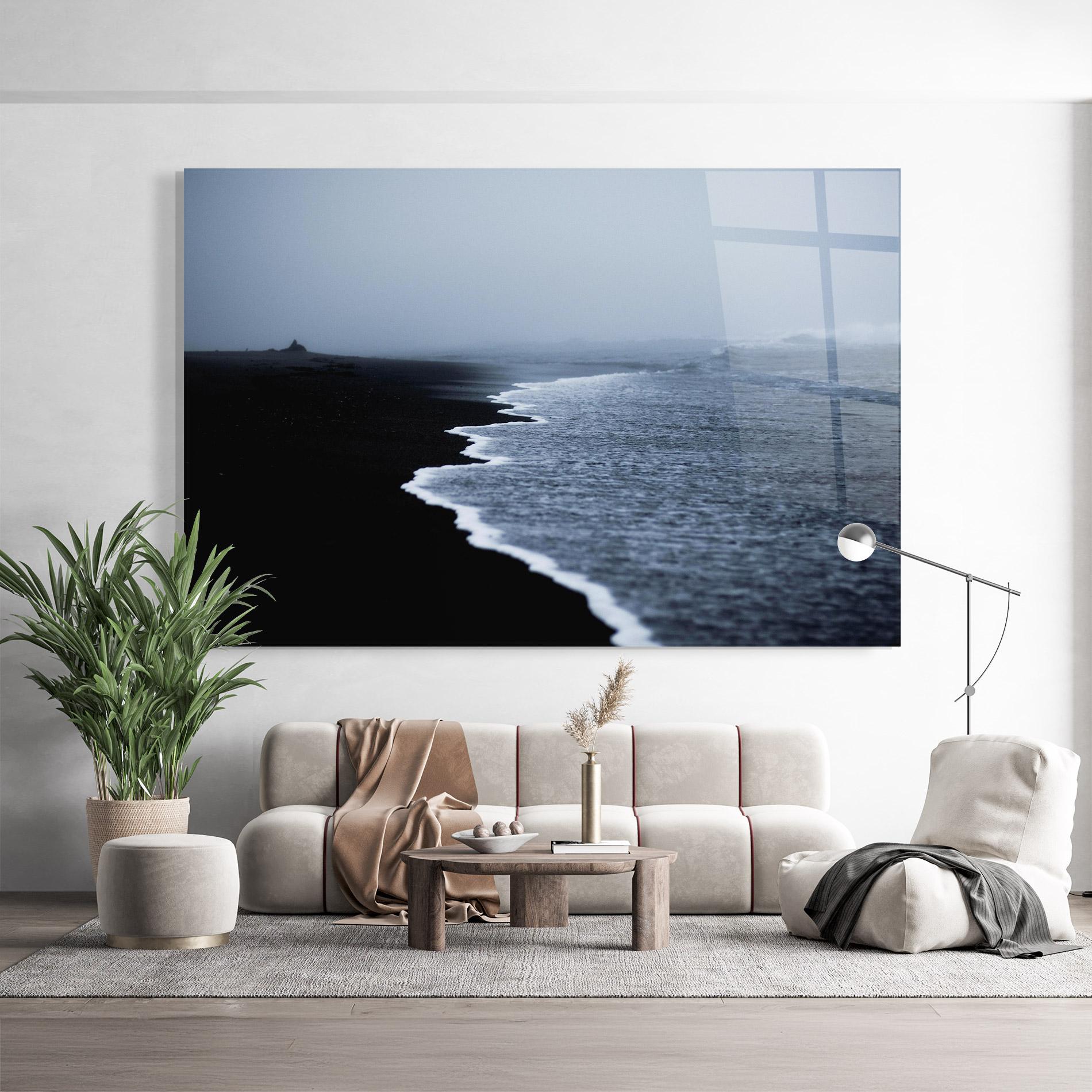 Tablou Sticla Black Beach View mockup 9