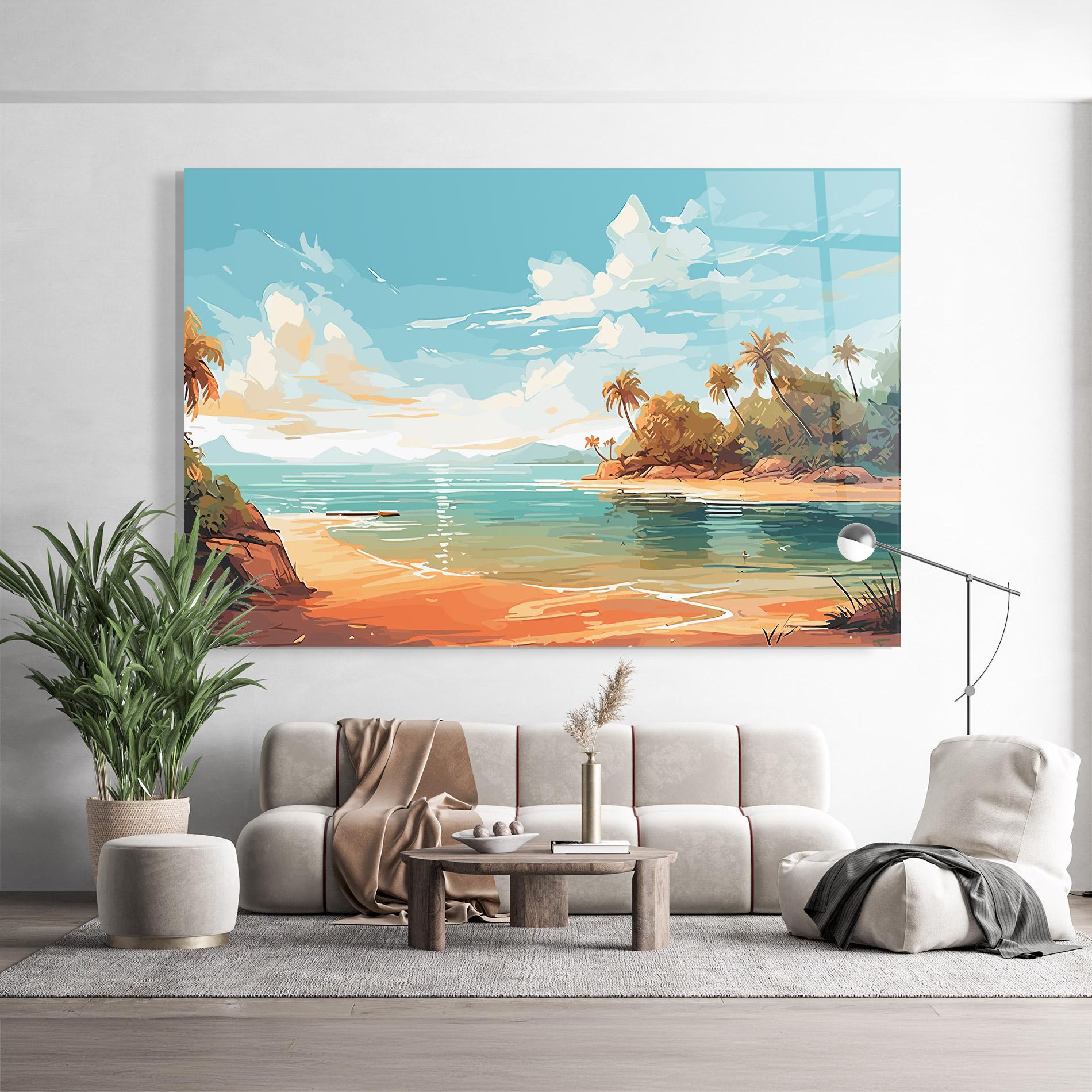 Tablou Sticla Blue Sky Beach mockup 9