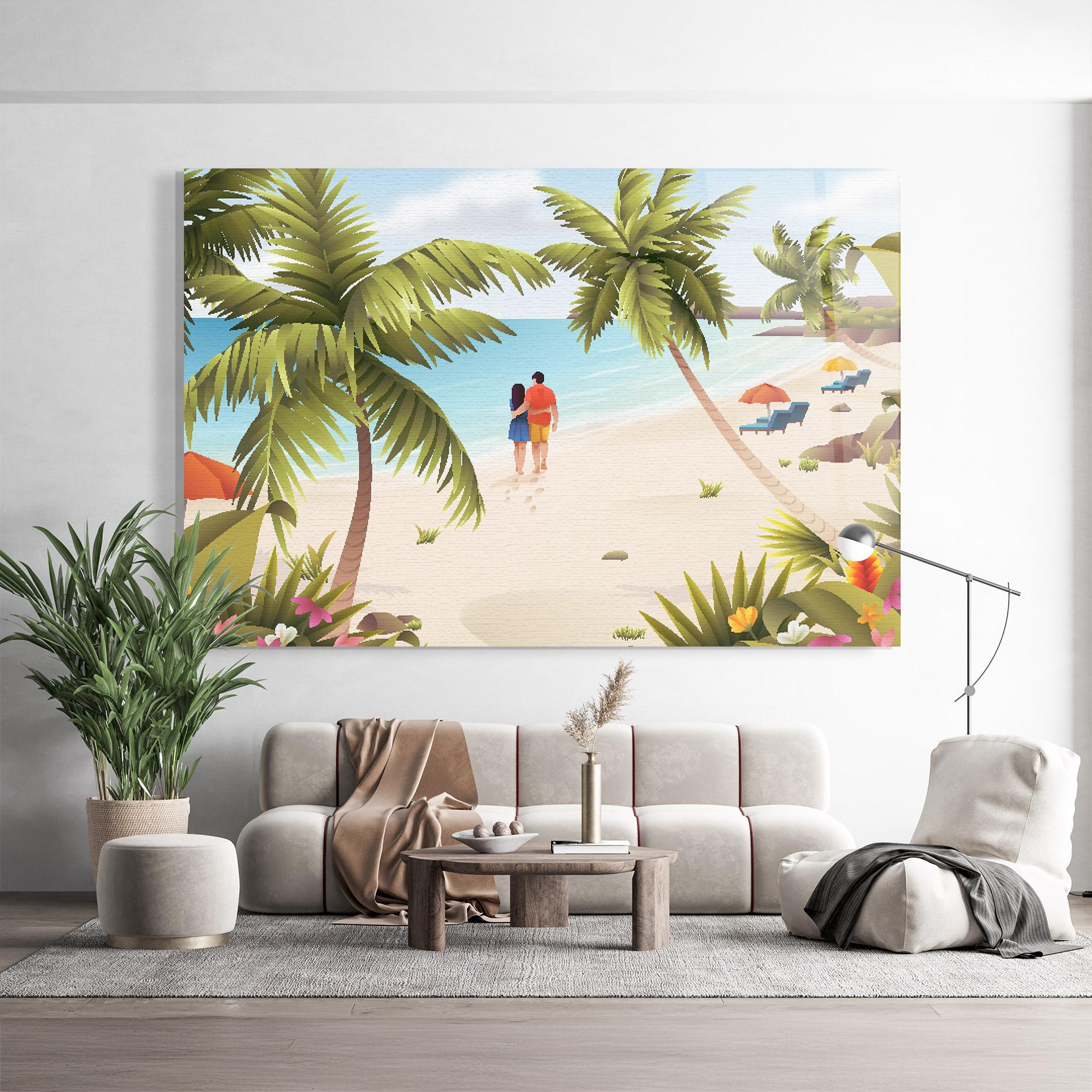 Tablou Sticla Couple Beach mockup 9