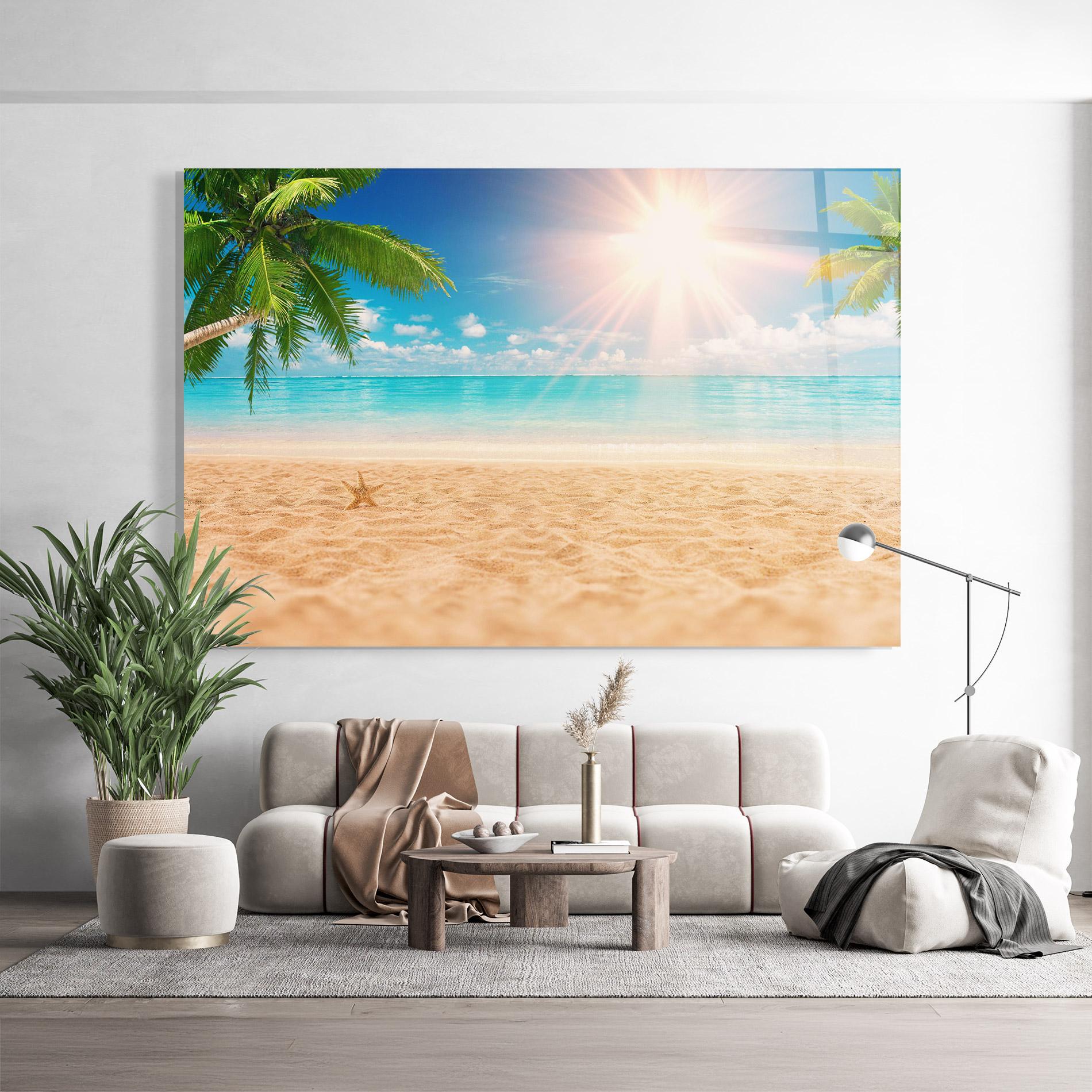 Tablou Sticla Exotic Beach Ocean mockup 9
