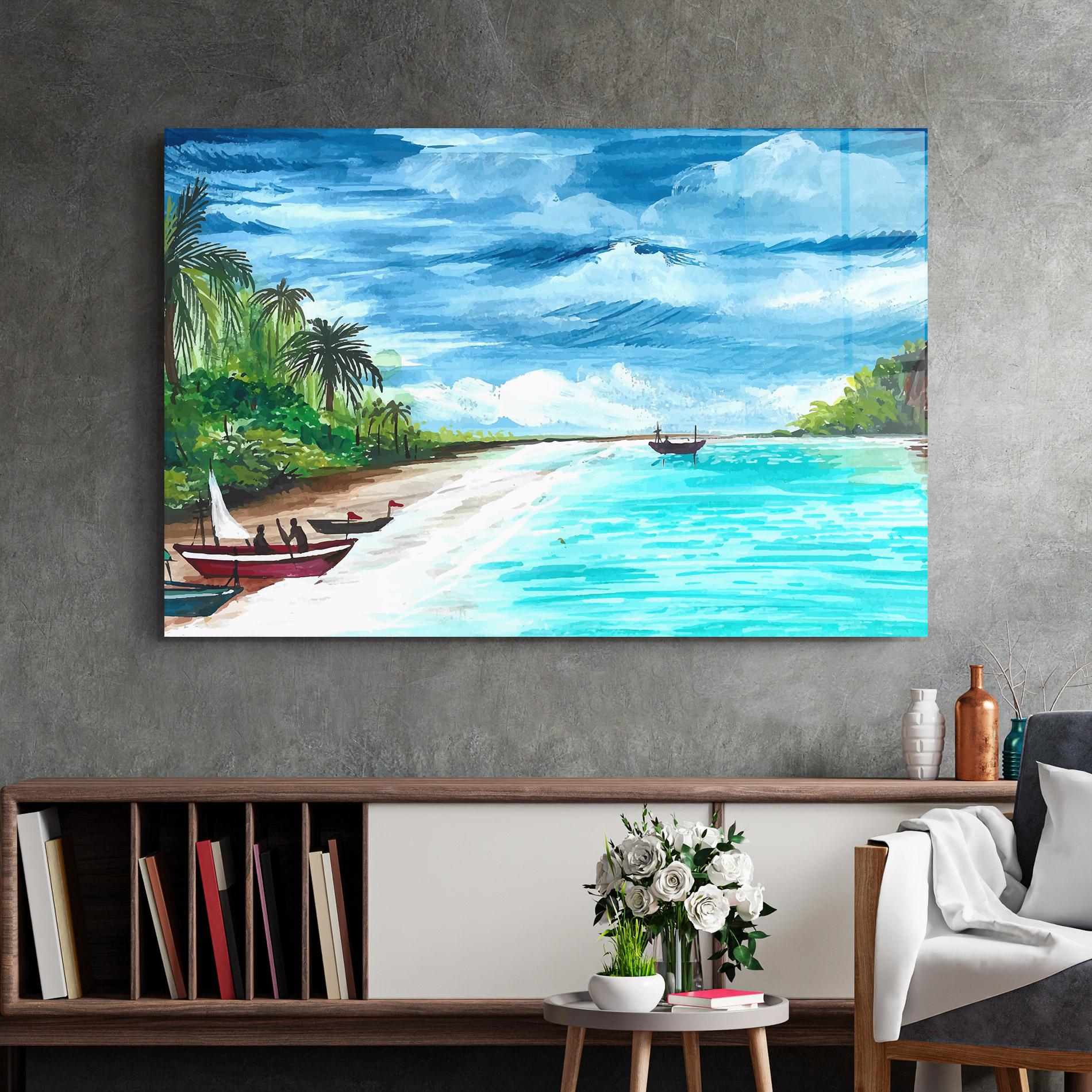 Tablou Sticla Beach Painting Art mockup 2