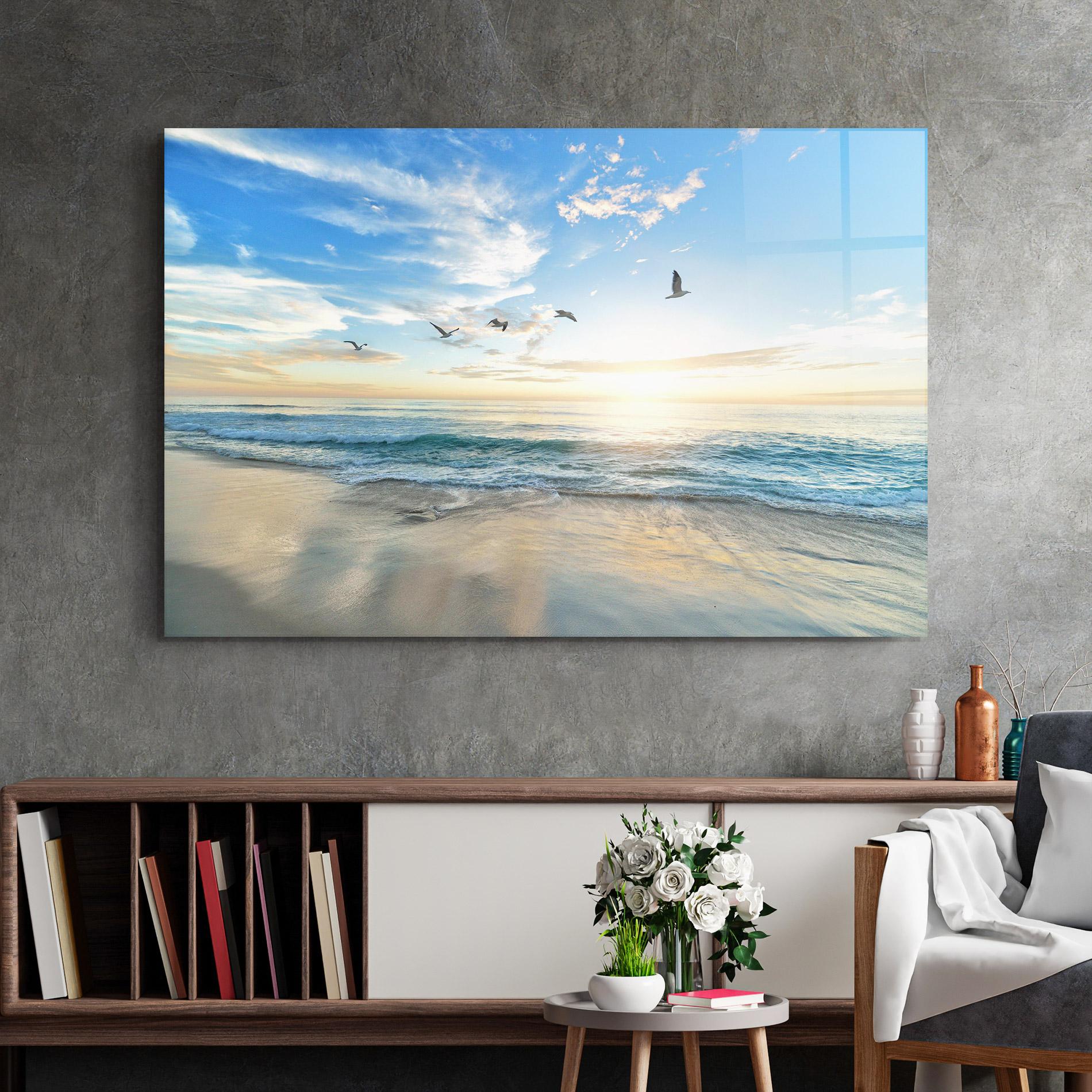 Tablou Sticla Beautiful Beach mockup 2