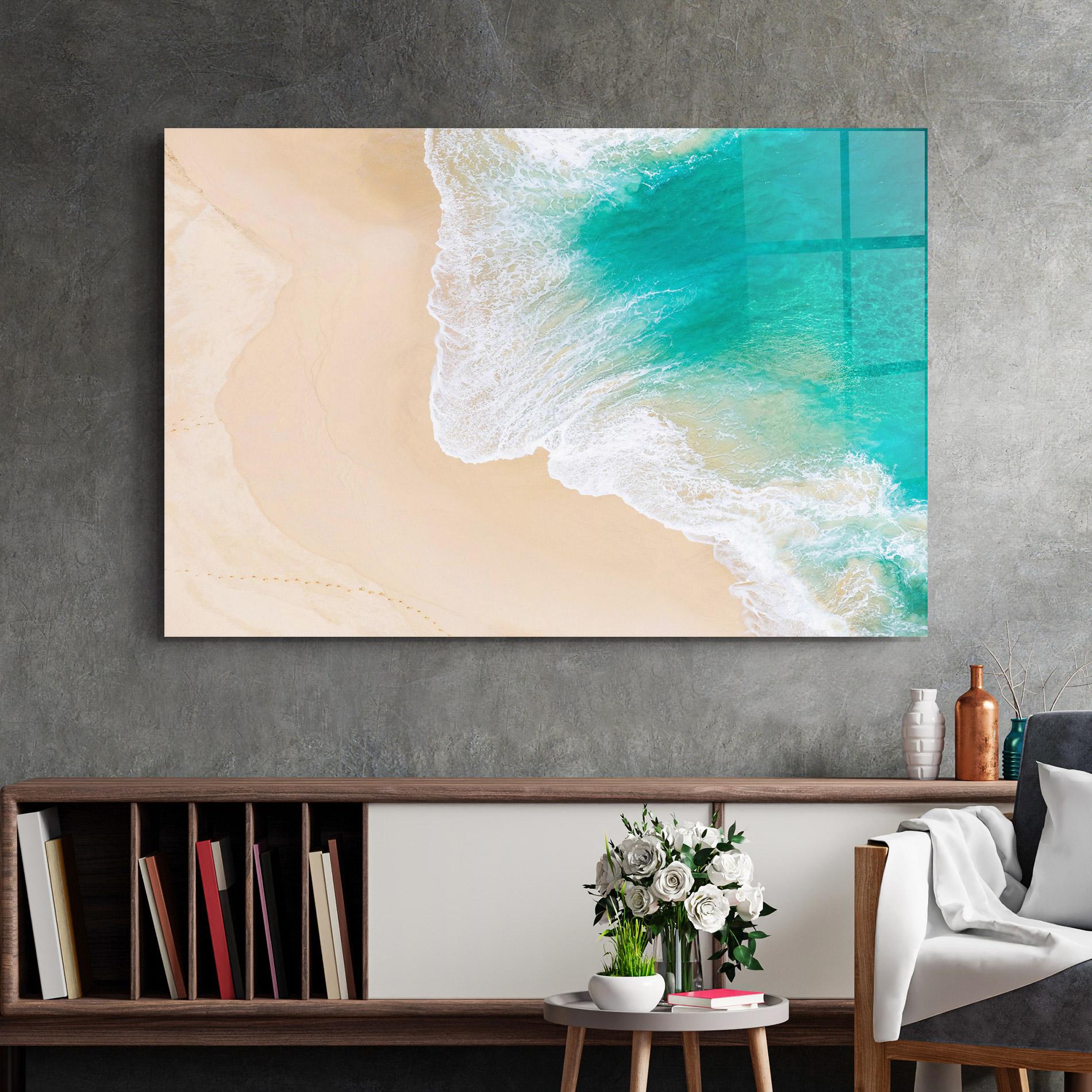 Tablou Sticla Beautiful Blue Waves mockup 2