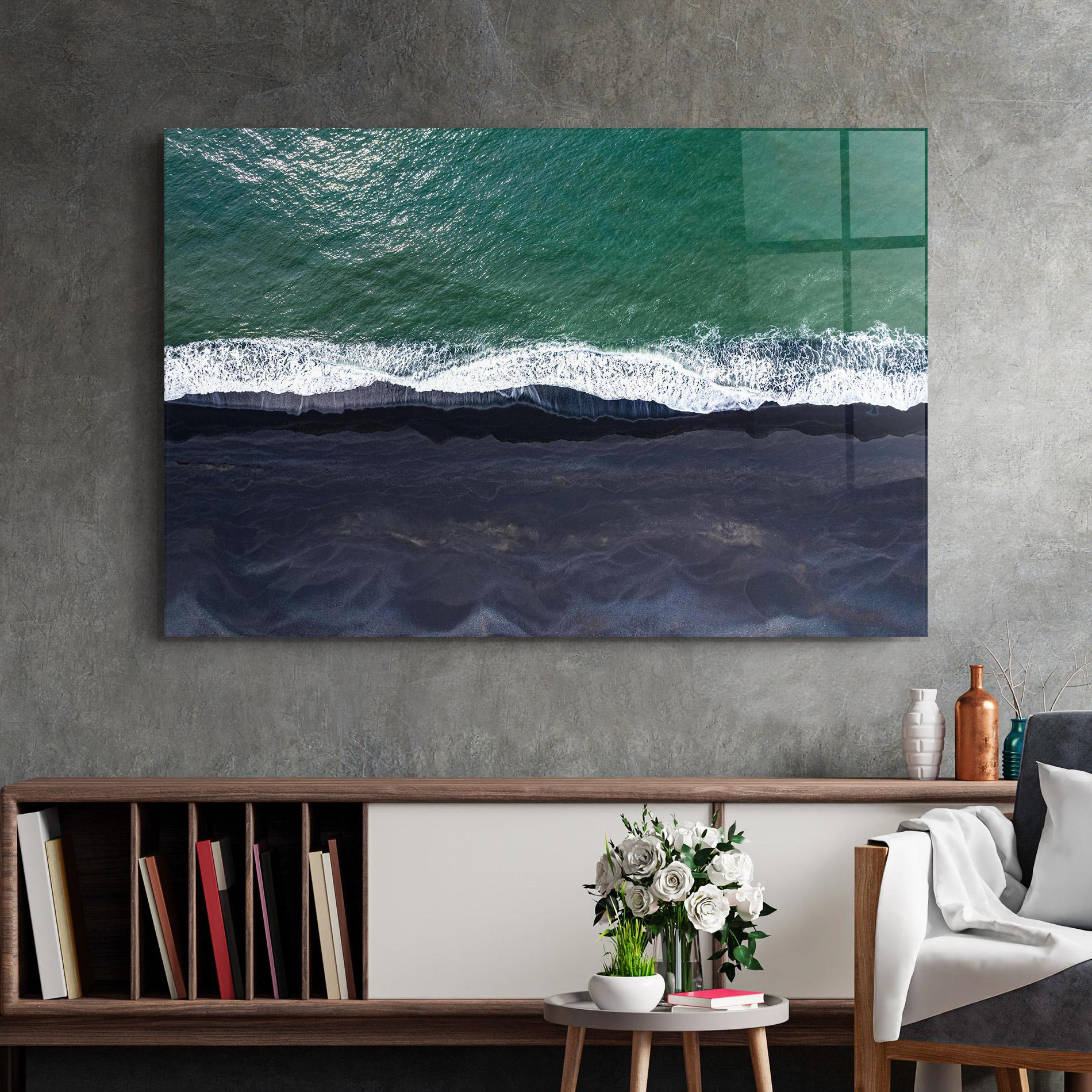 Tablou Sticla Green Blue Beach mockup 2