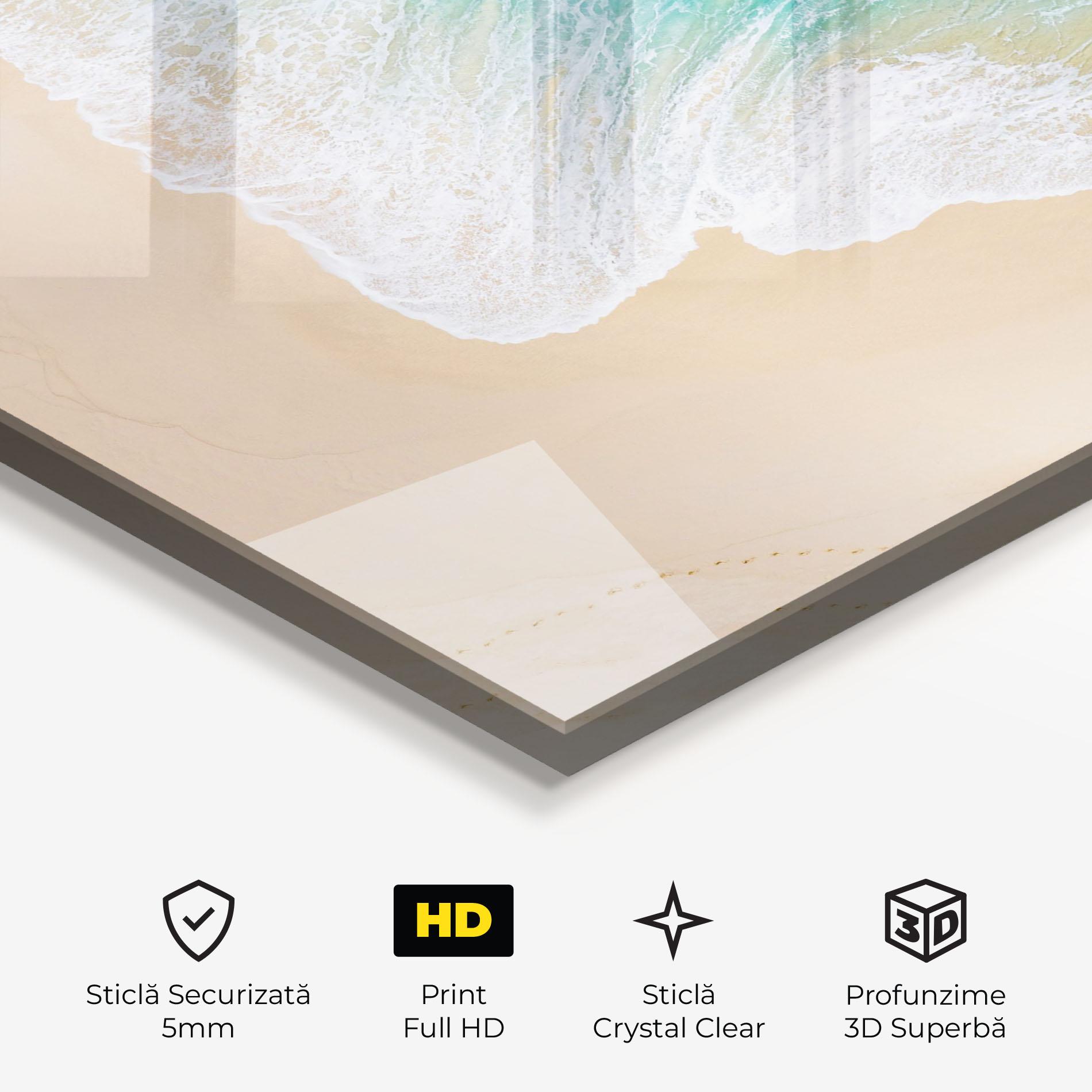 Tablou Sticla Beautiful Blue Waves mockup 3