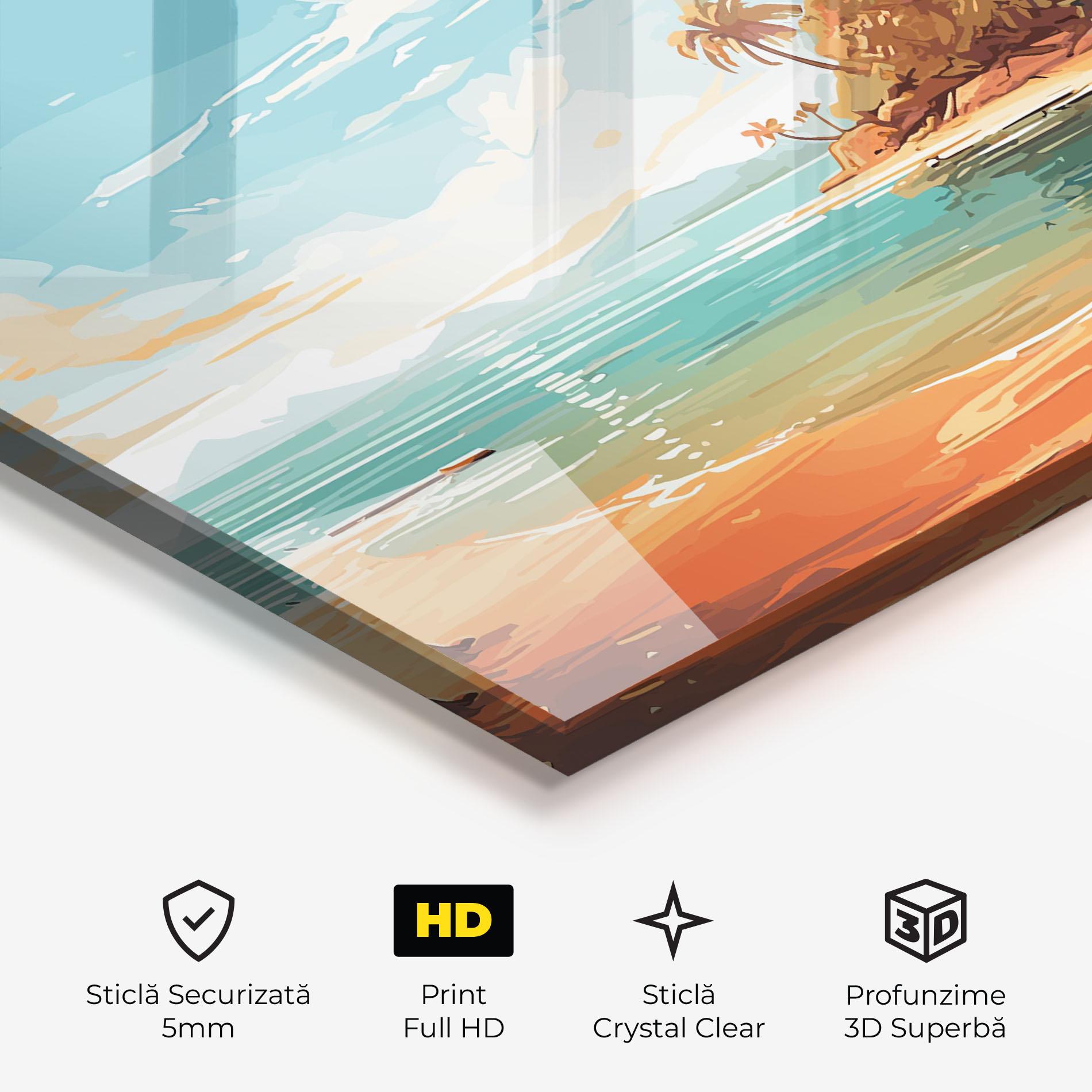 Tablou Sticla Blue Sky Beach mockup 3