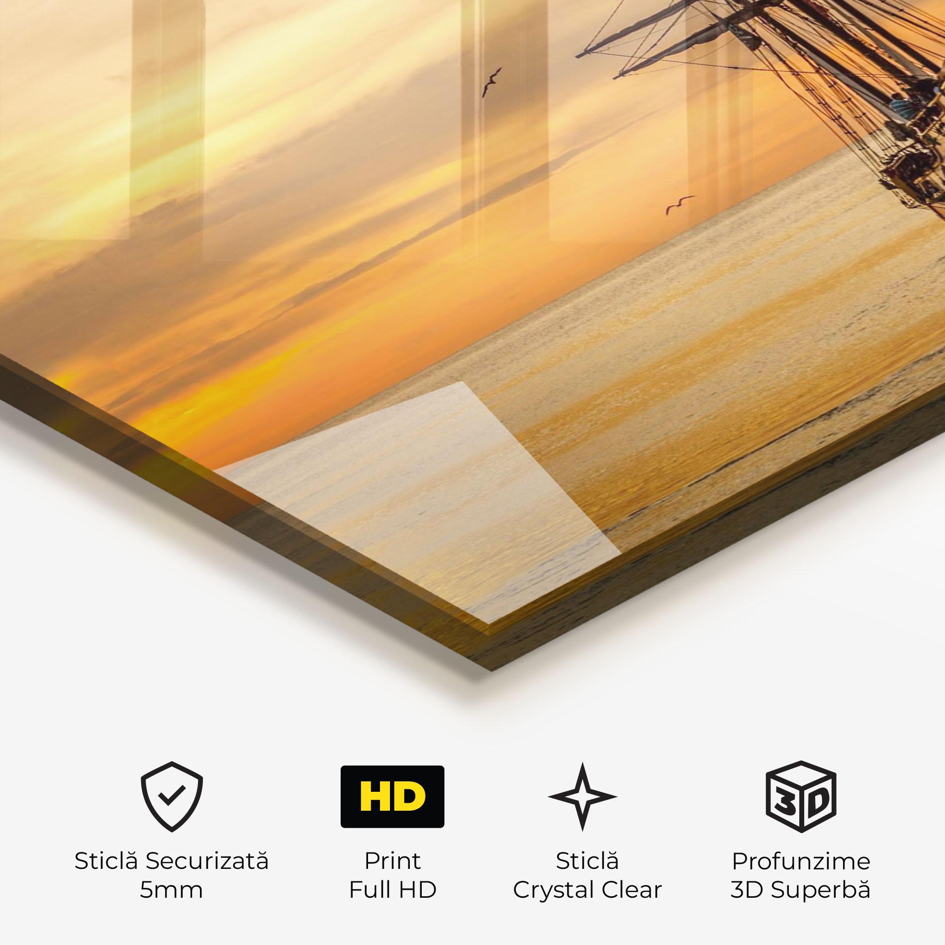 Tablou Sticla Sunset Over The Sea mockup 3