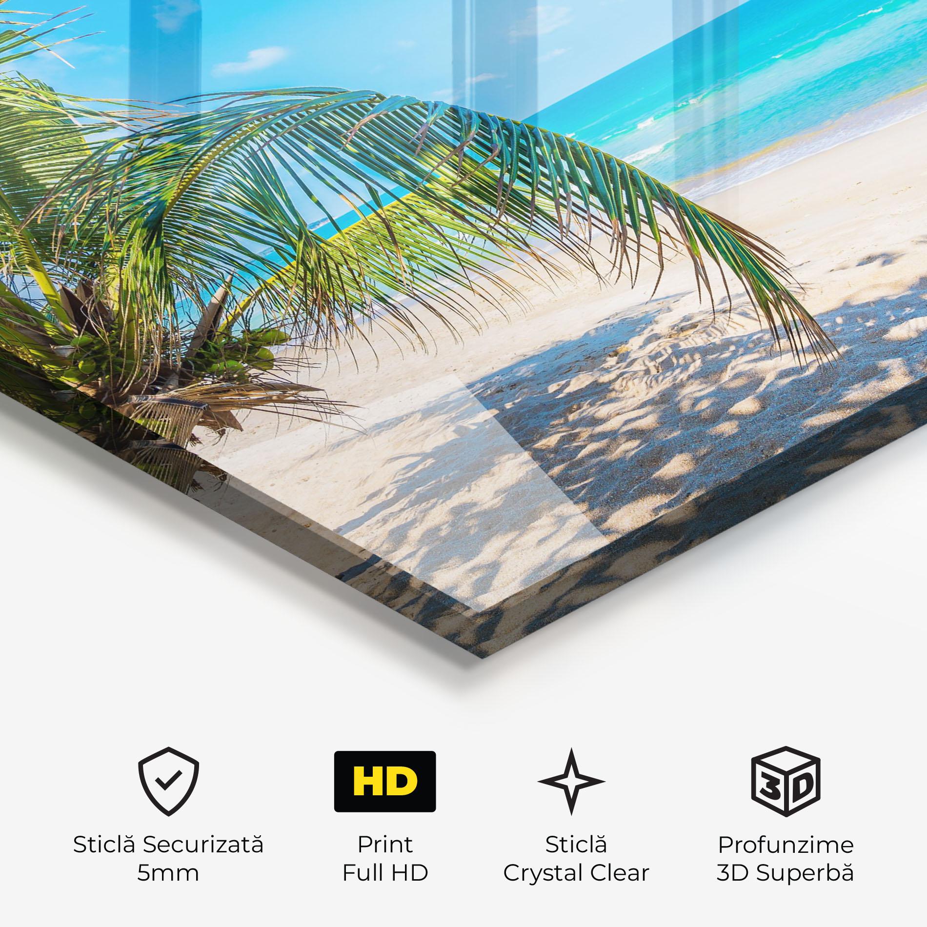 Tablou Sticla Tropical Beach View mockup 3
