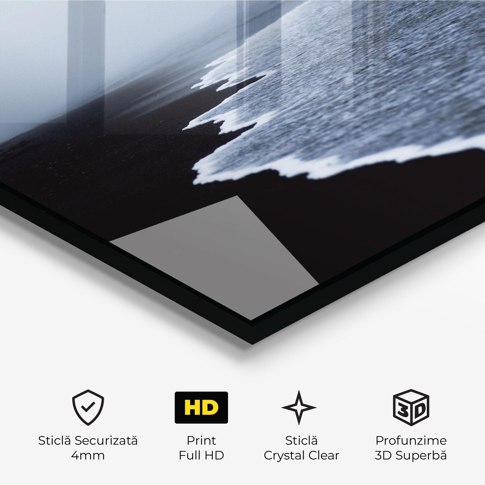 Tablou Sticla Black Beach View mockup 3