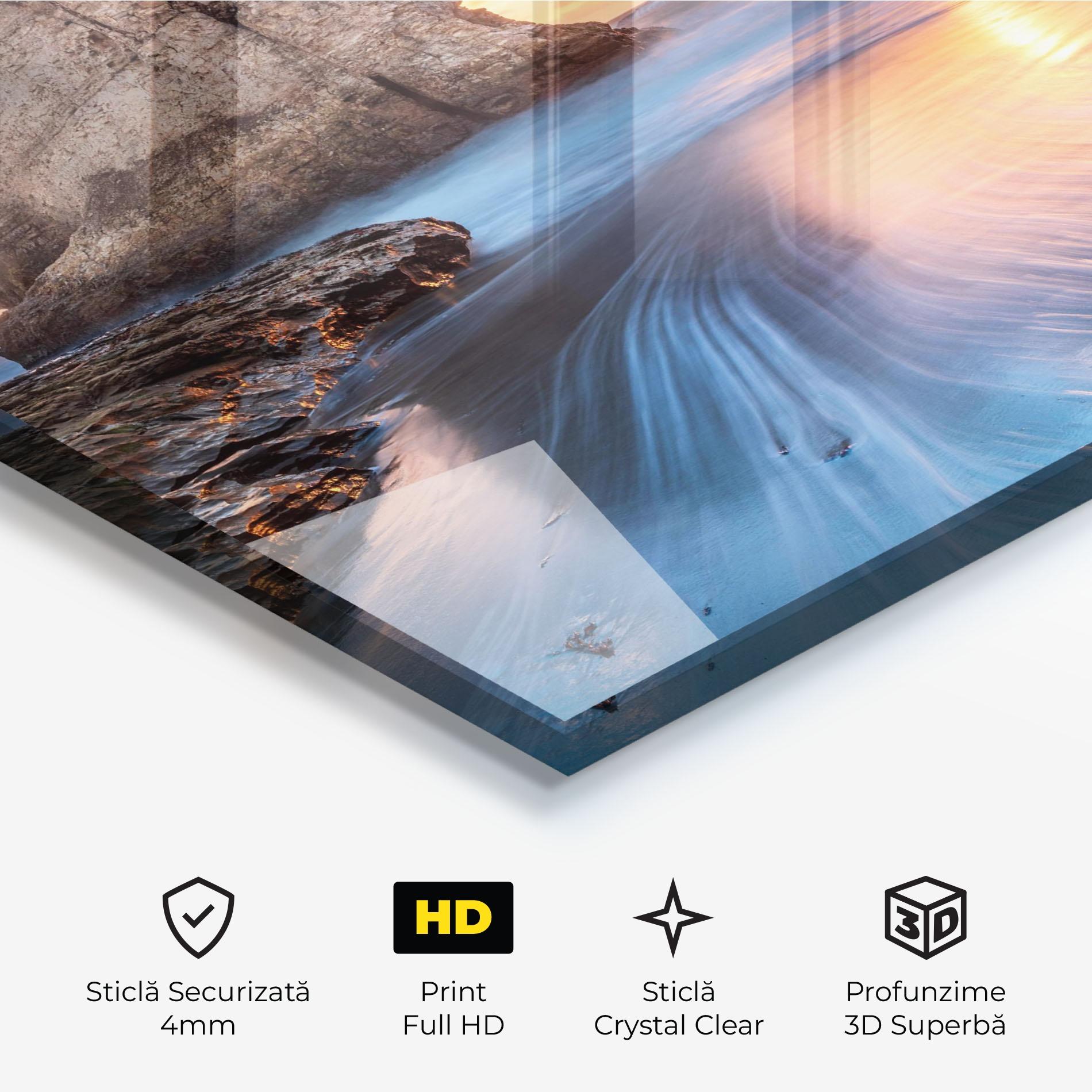 Tablou Sticla Blue Sunset Beach mockup 3