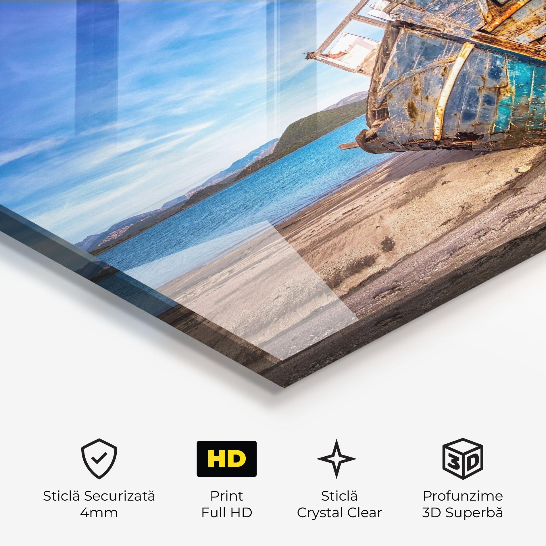 Tablou Sticla Boat Blue Sky mockup 3