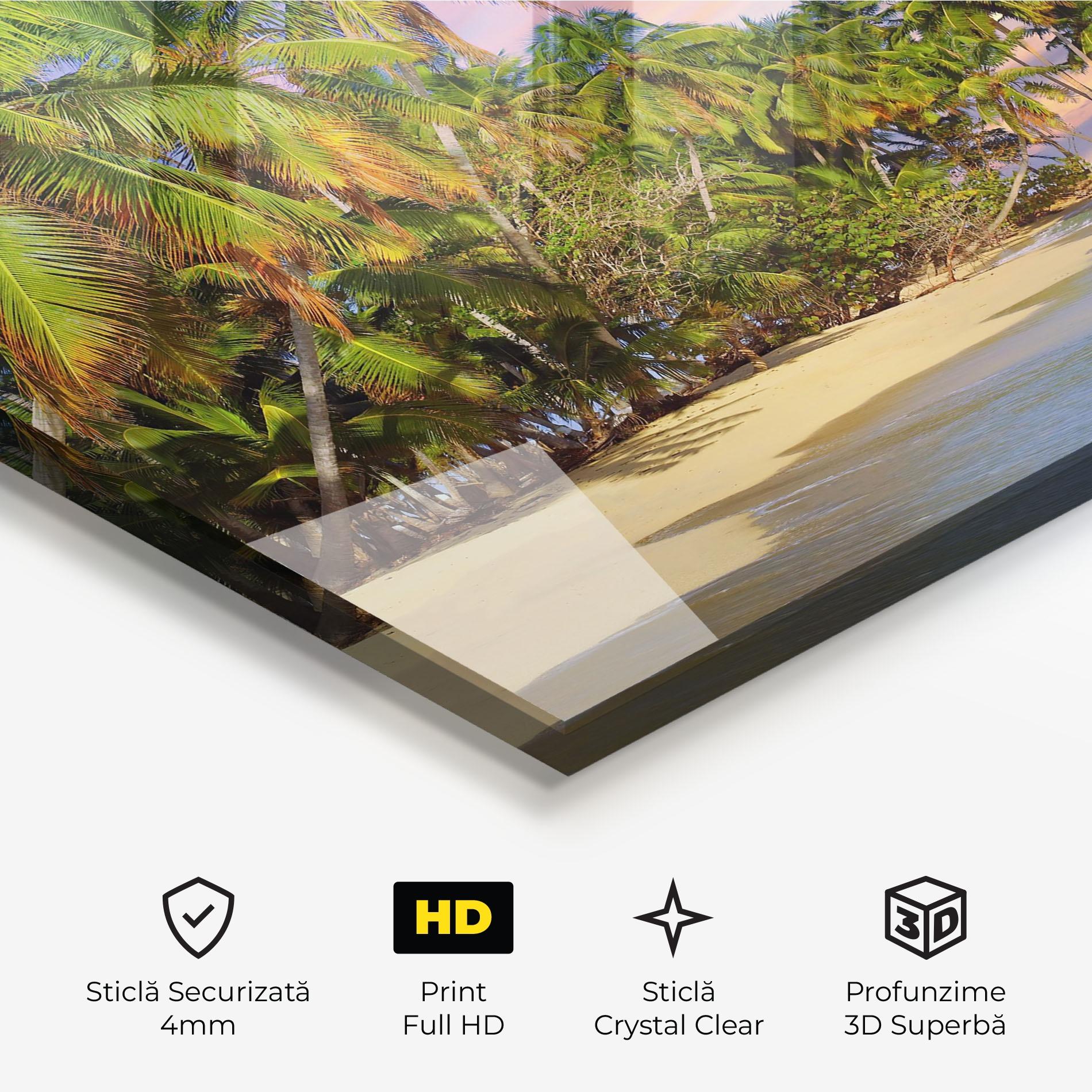 Tablou Sticla Coconut Tree Sunset mockup 3
