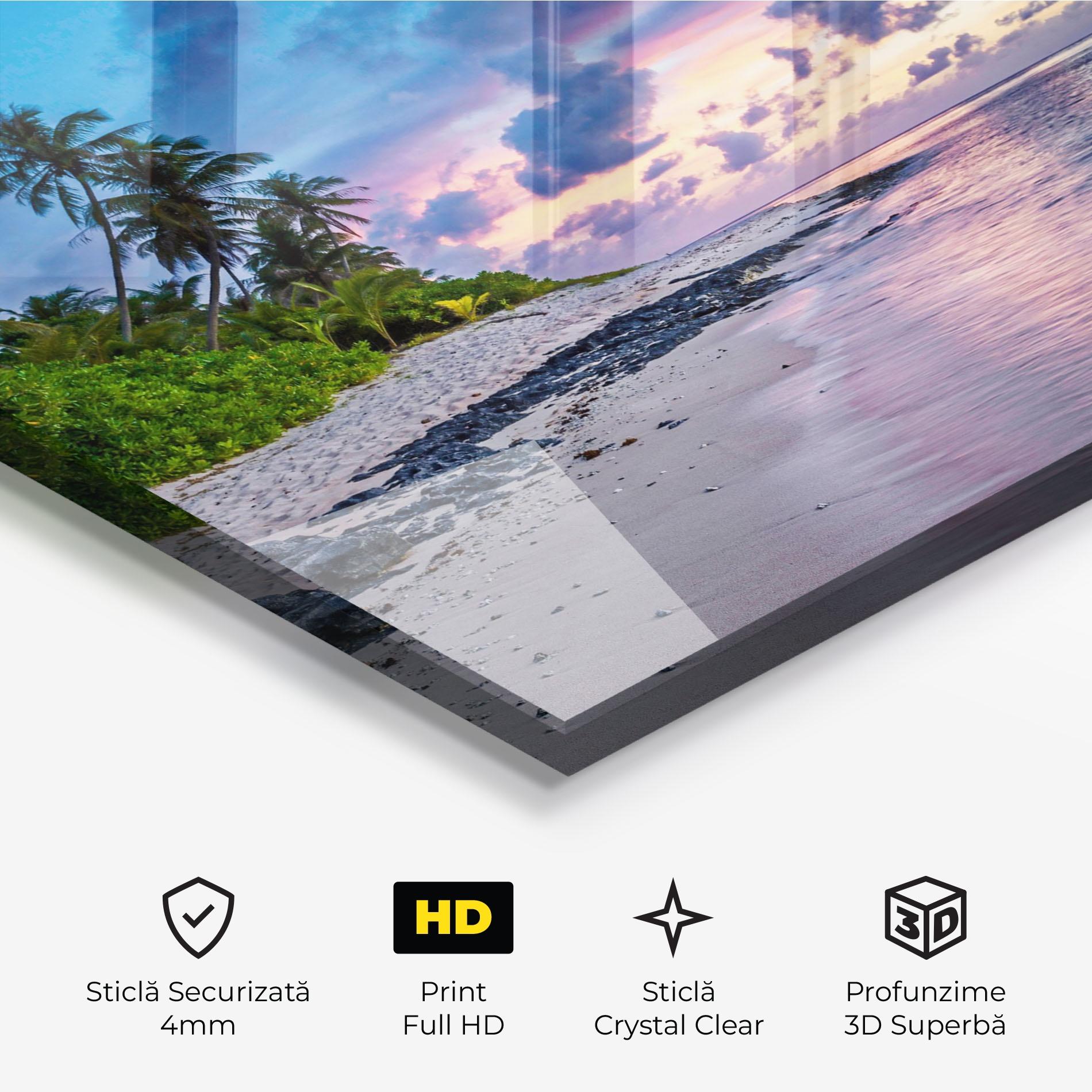 Tablou Sticla Purple Blue Beach mockup 3