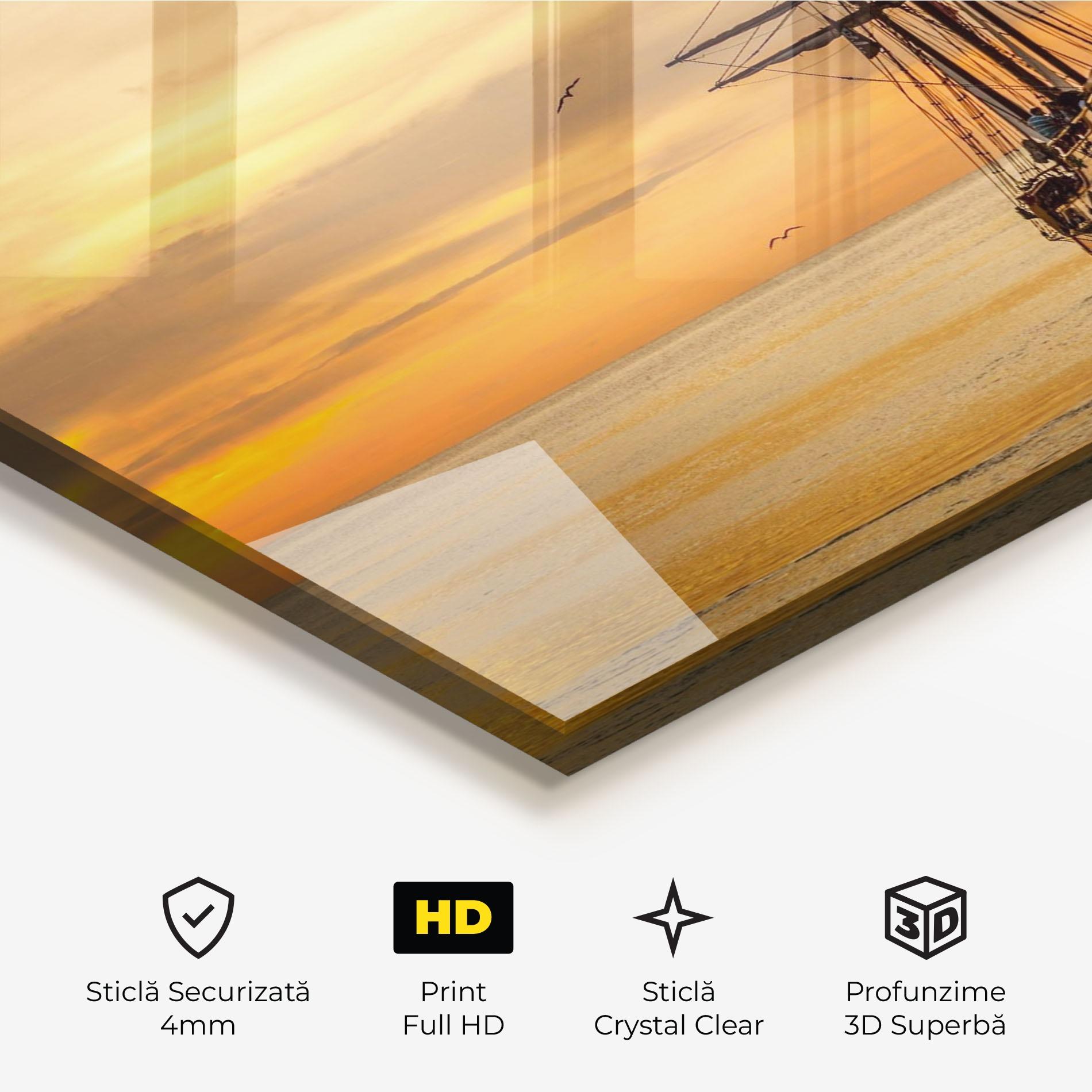 Tablou Sticla Sunset Over The Sea mockup 3