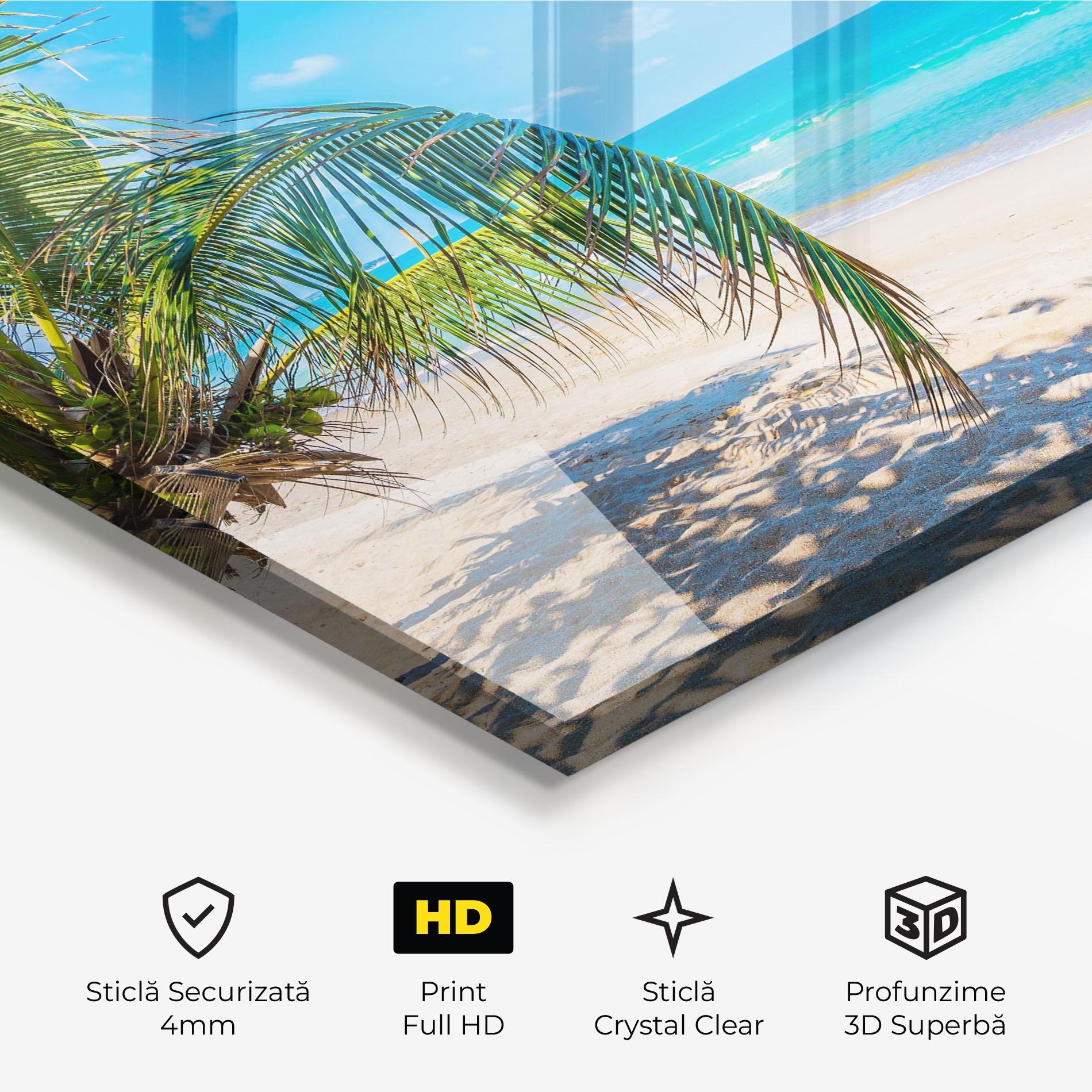 Tablou Sticla Tropical Beach View mockup 3