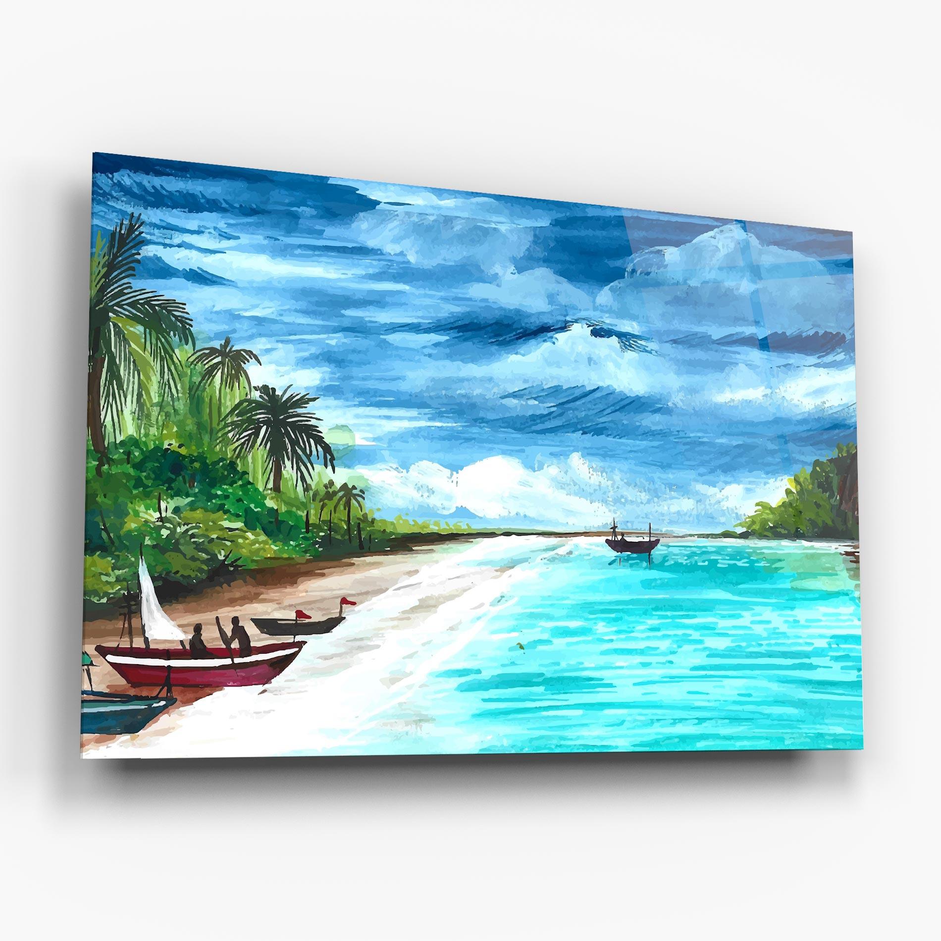 Tablou Sticla Beach Painting Art mockup 6