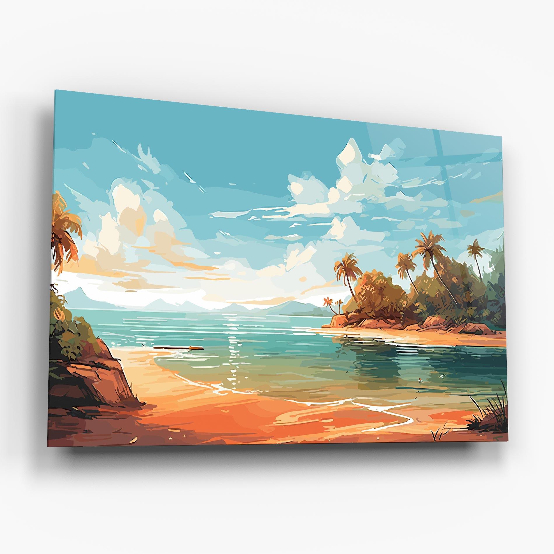 Tablou Sticla Blue Sky Beach mockup 6