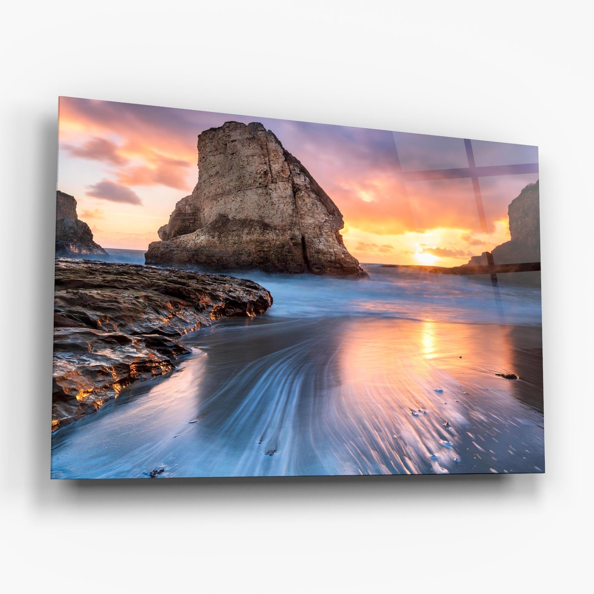 Tablou Sticla Blue Sunset Beach mockup 6