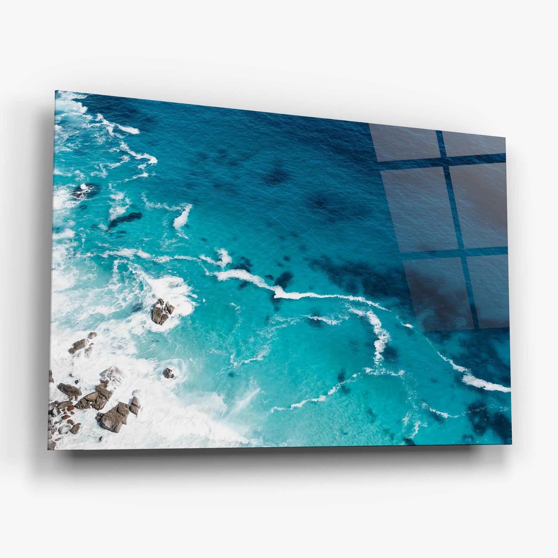 Tablou Sticla Blue Water Beach mockup 6