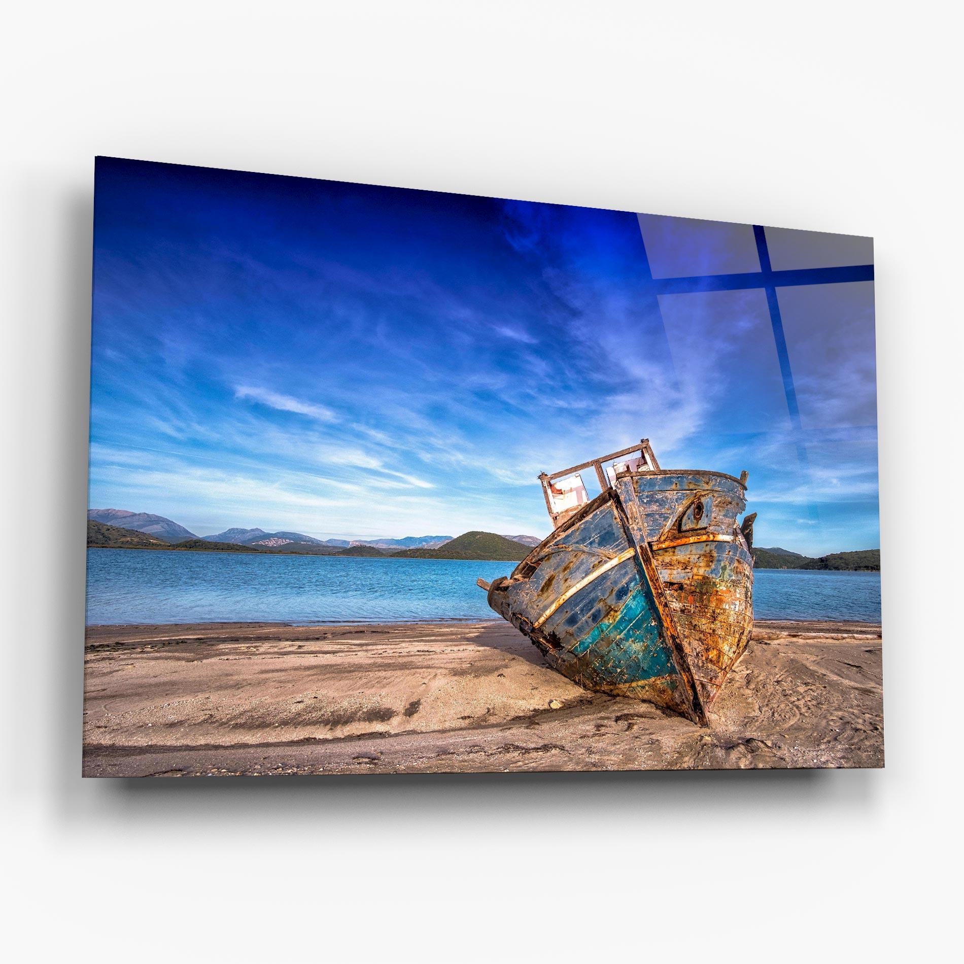 Tablou Sticla Boat Blue Sky mockup 6