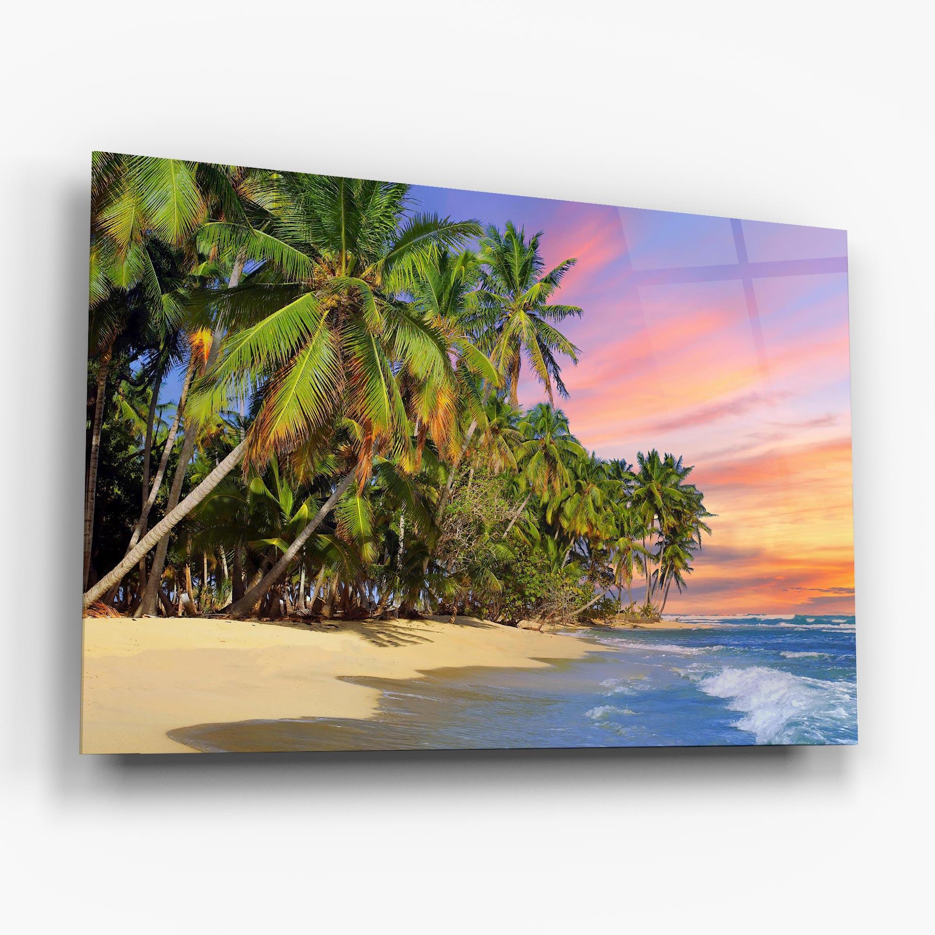Tablou Sticla Coconut Tree Sunset mockup 6