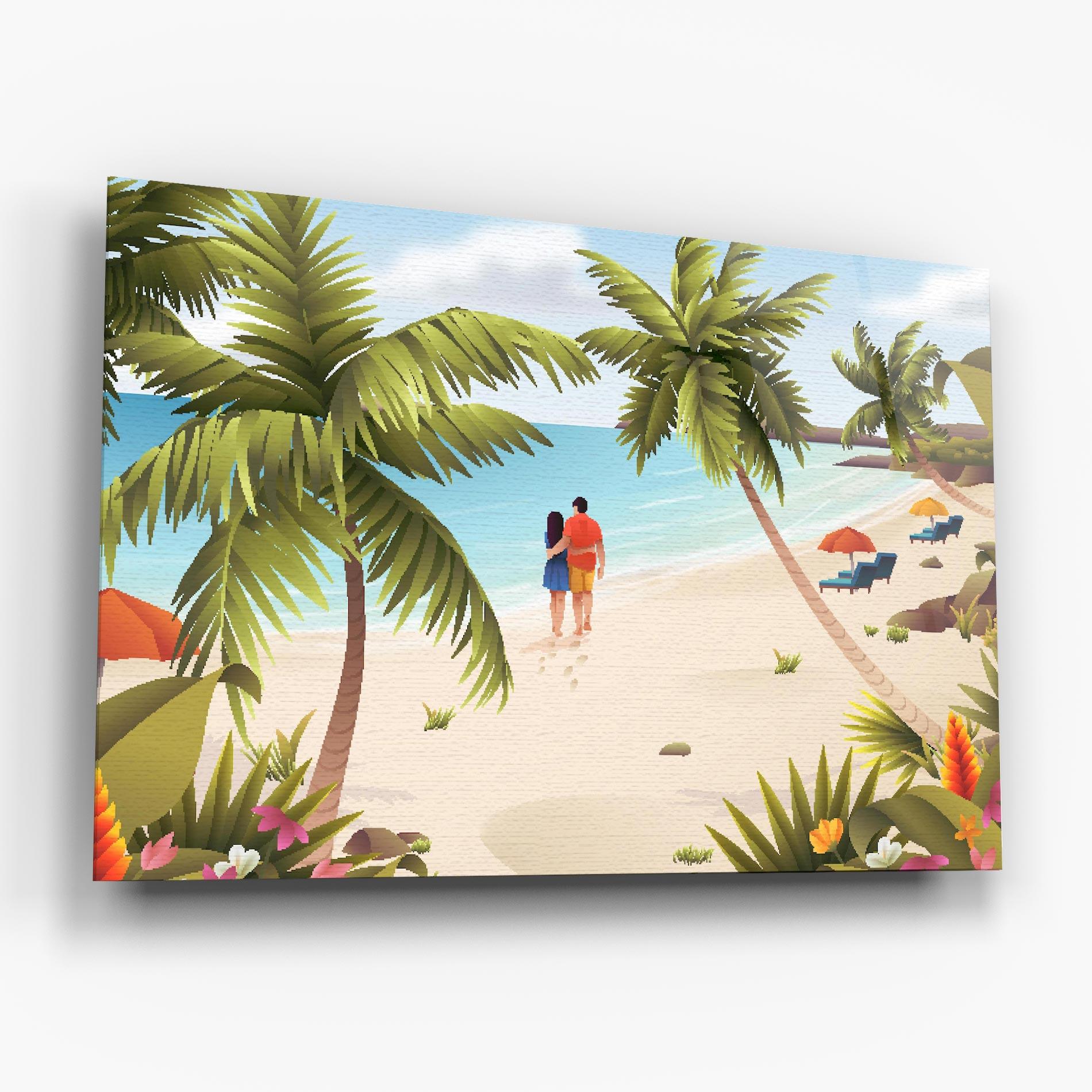 Tablou Sticla Couple Beach mockup 6