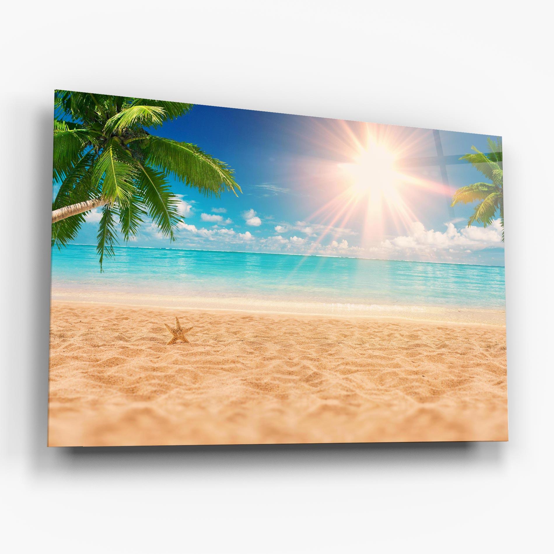 Tablou Sticla Exotic Beach Ocean mockup 6