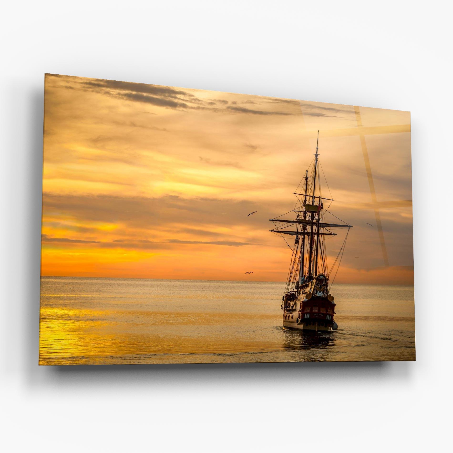 Tablou Sticla Sunset Over The Sea mockup 6