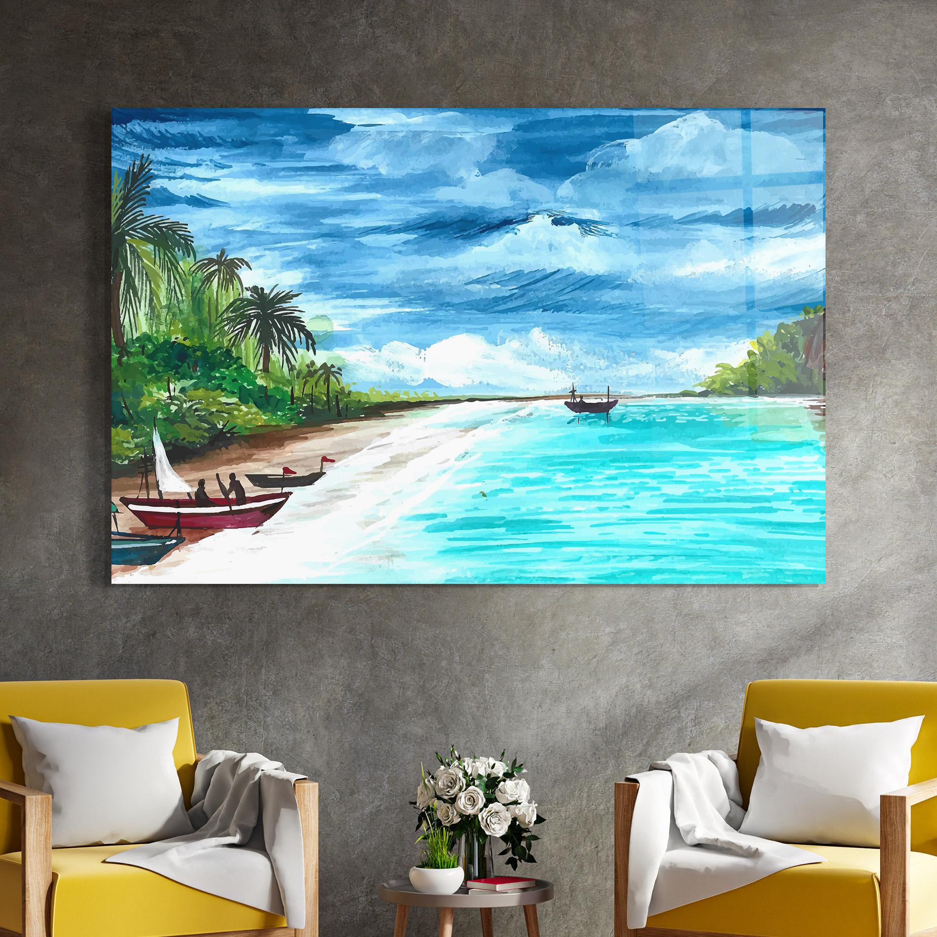 Tablou Sticla Beach Painting Art mockup 4