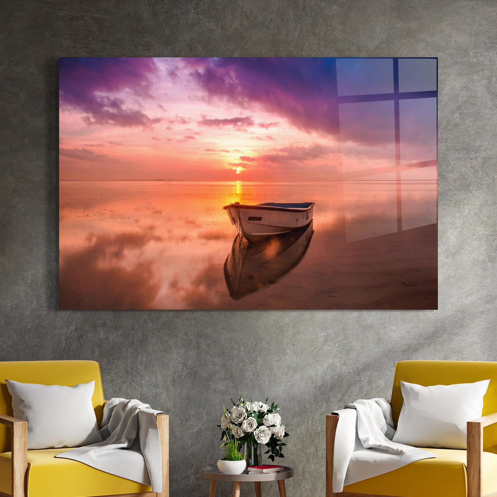 Tablou Sticla Beach Purple View mockup 4