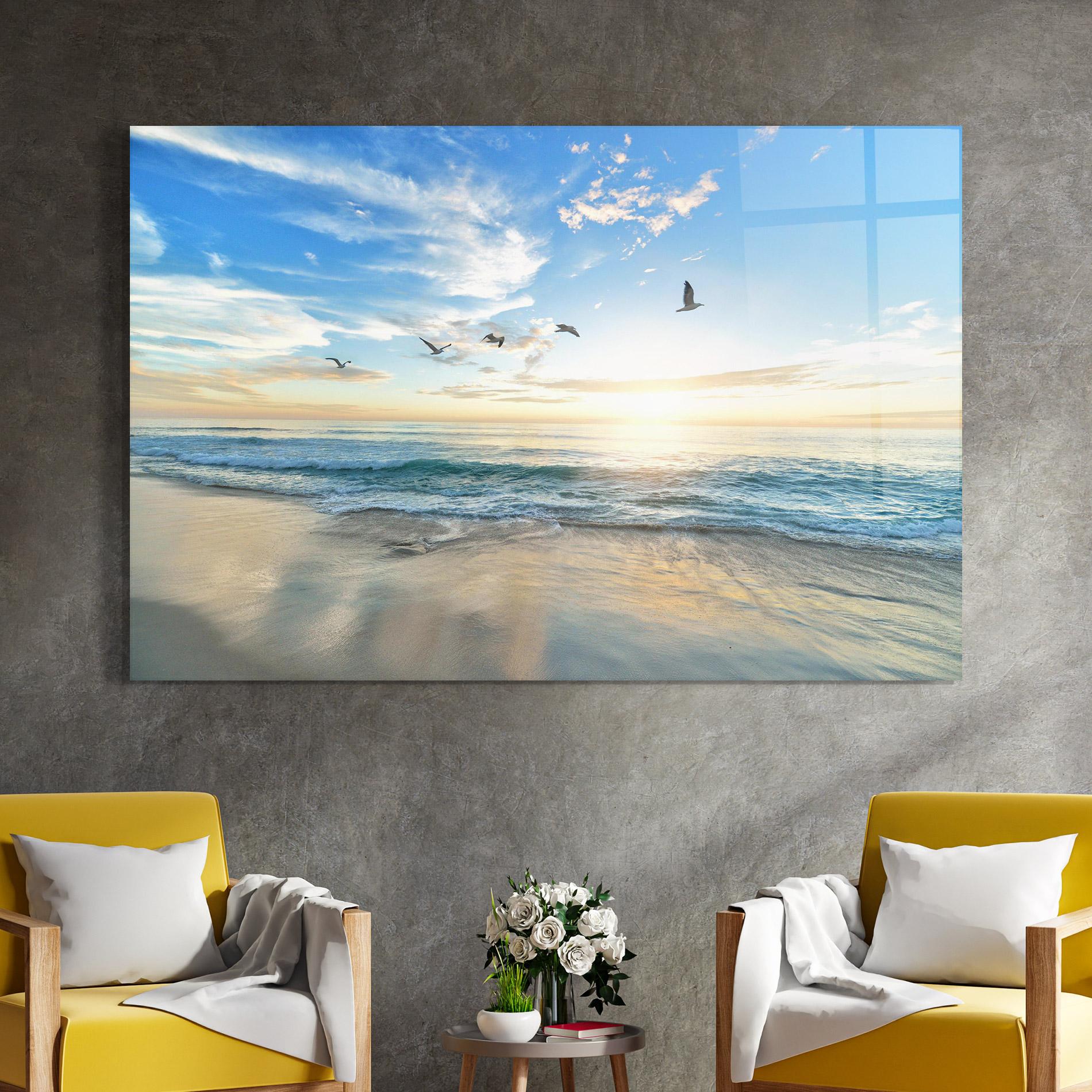 Tablou Sticla Beautiful Beach mockup 4