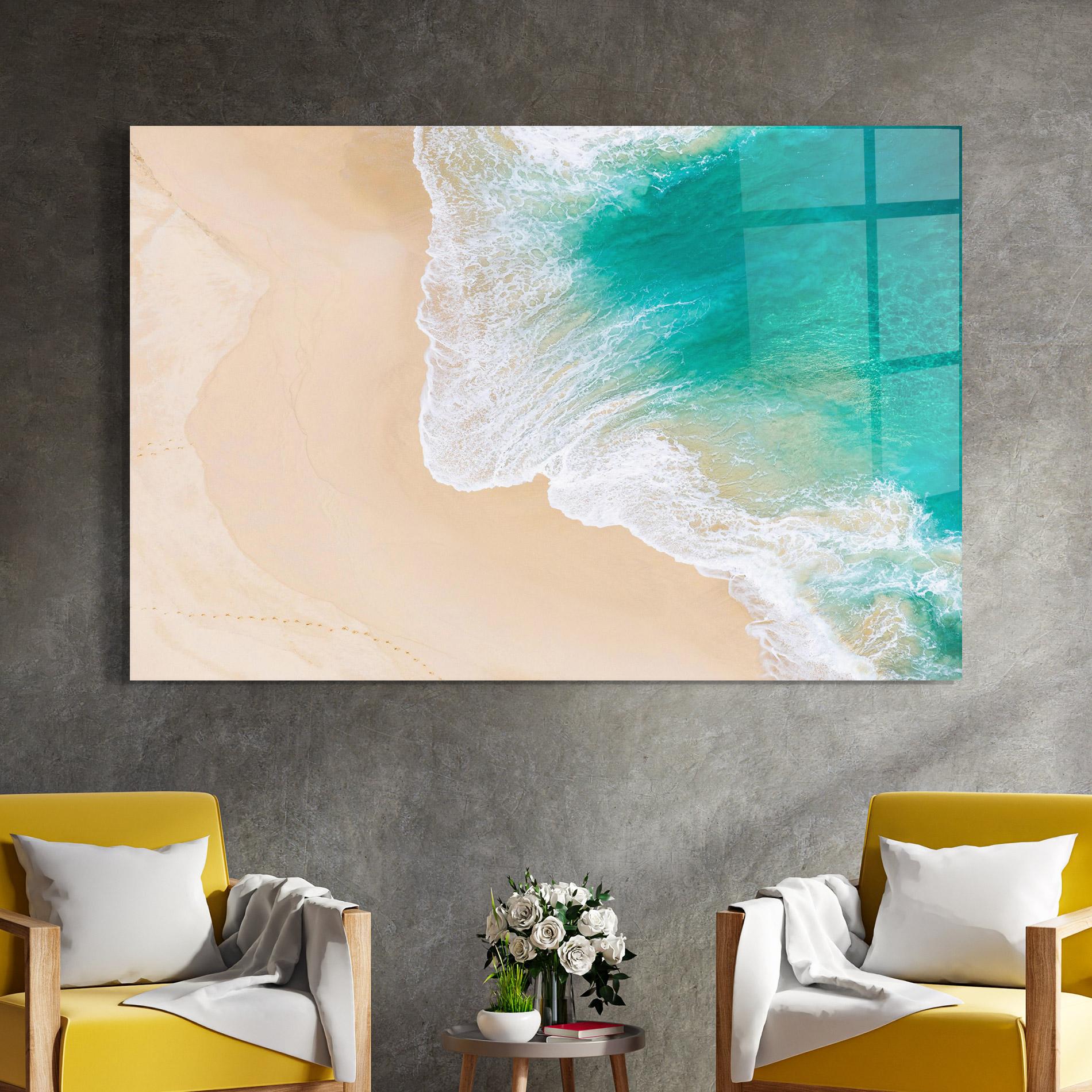 Tablou Sticla Beautiful Blue Waves mockup 4