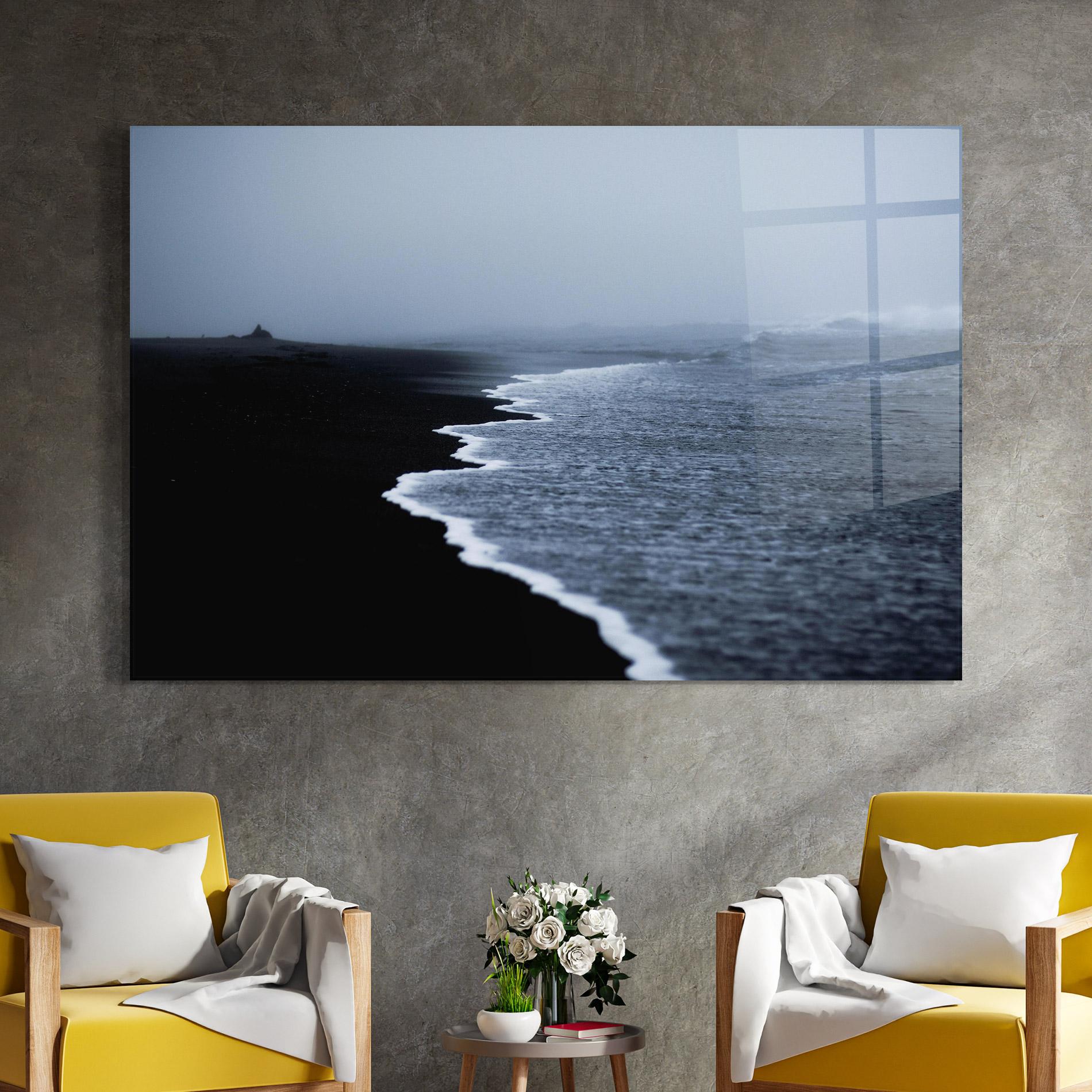 Tablou Sticla Black Beach View mockup 4