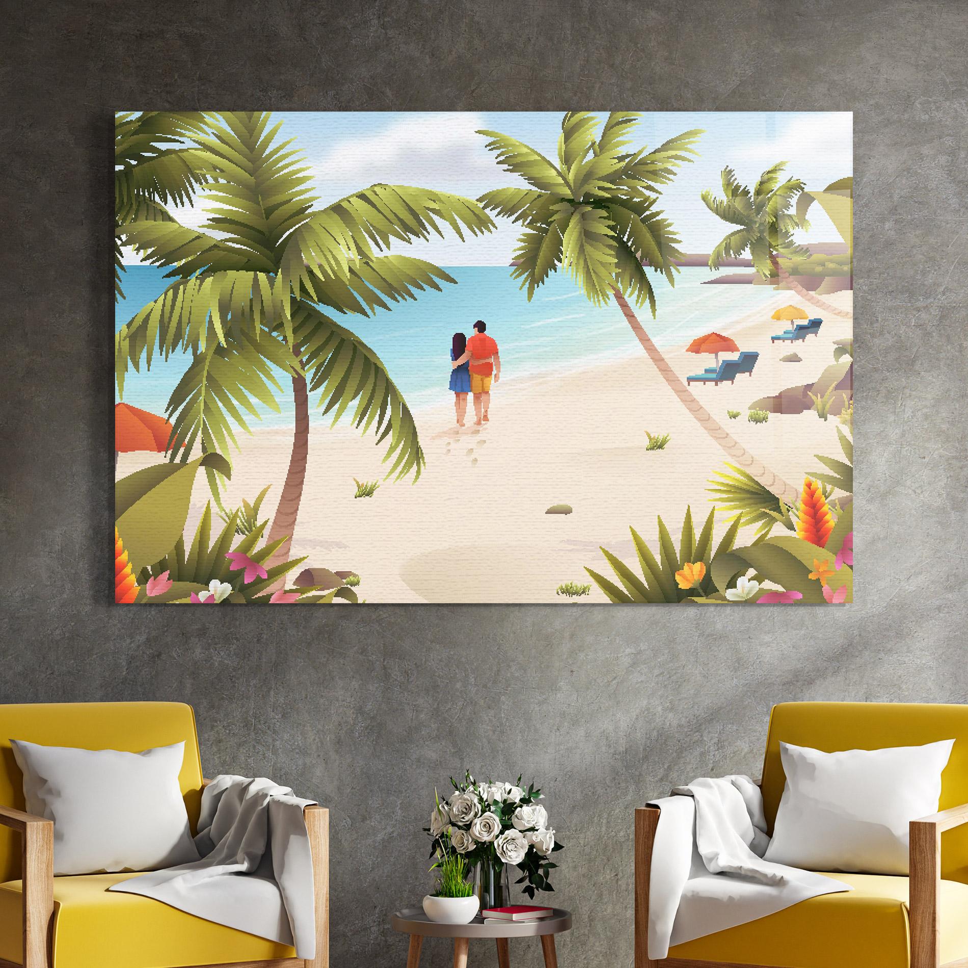 Tablou Sticla Couple Beach mockup 4