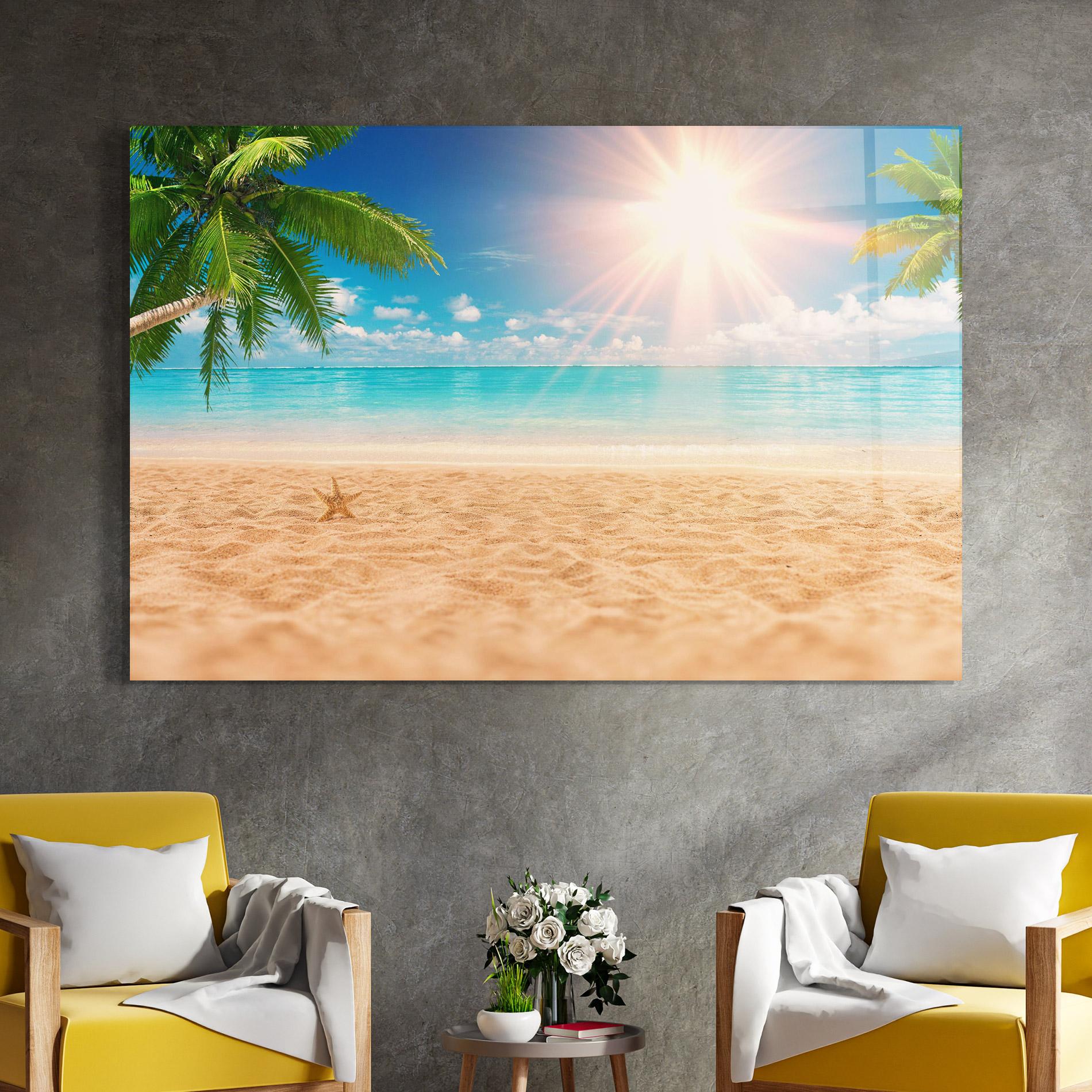 Tablou Sticla Exotic Beach Ocean mockup 4