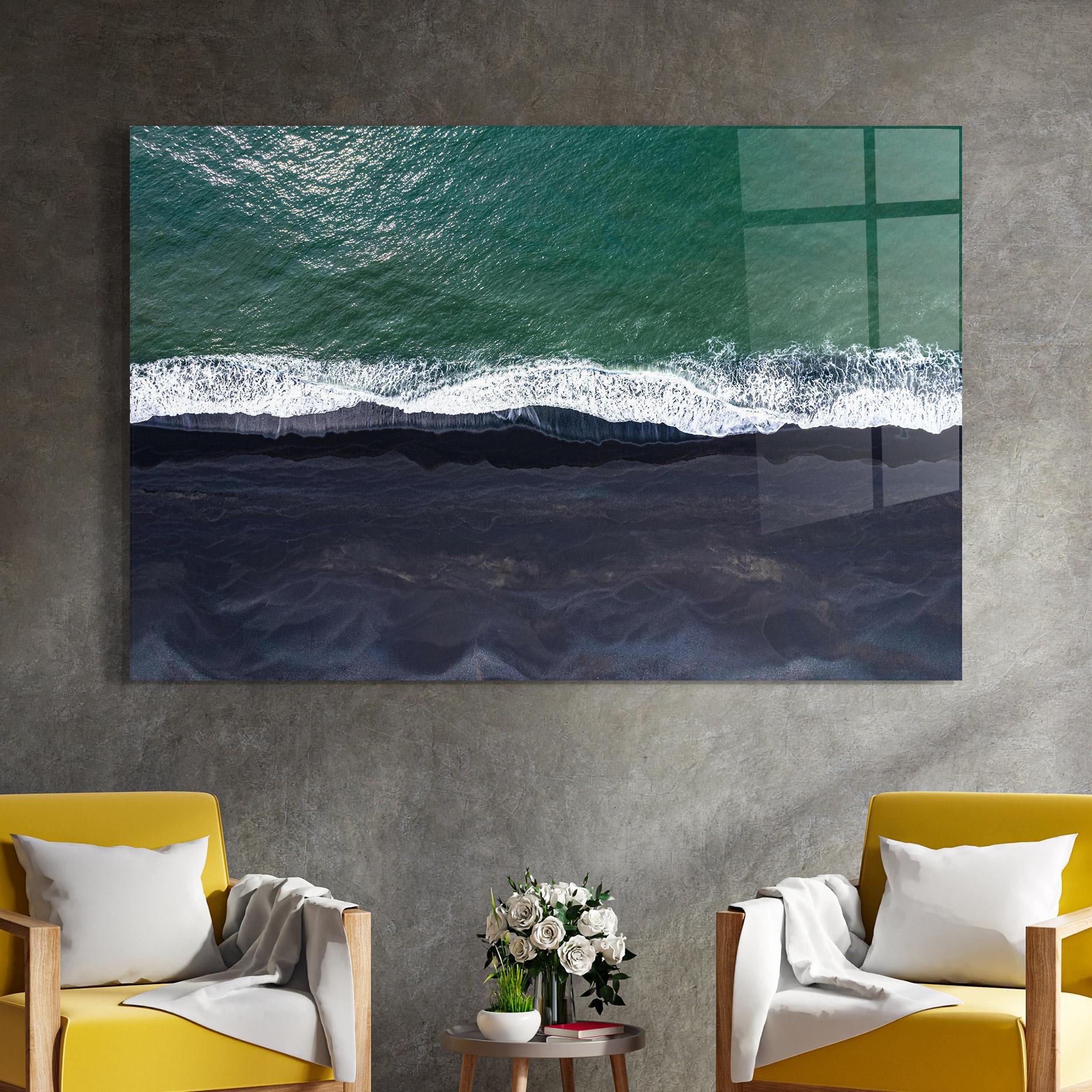 Tablou Sticla Green Blue Beach mockup 4