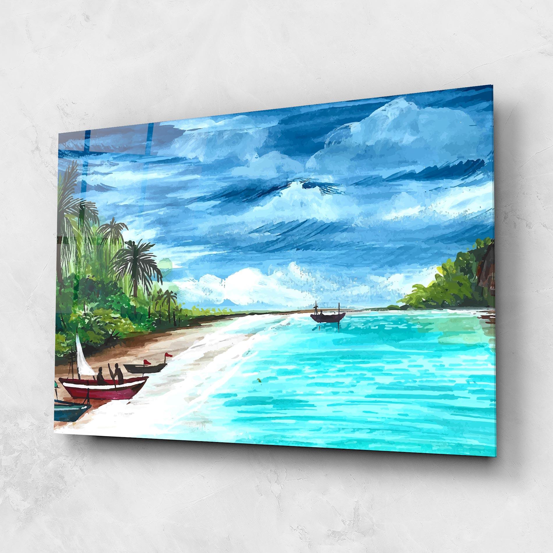Tablou Sticla Beach Painting Art mockup 1