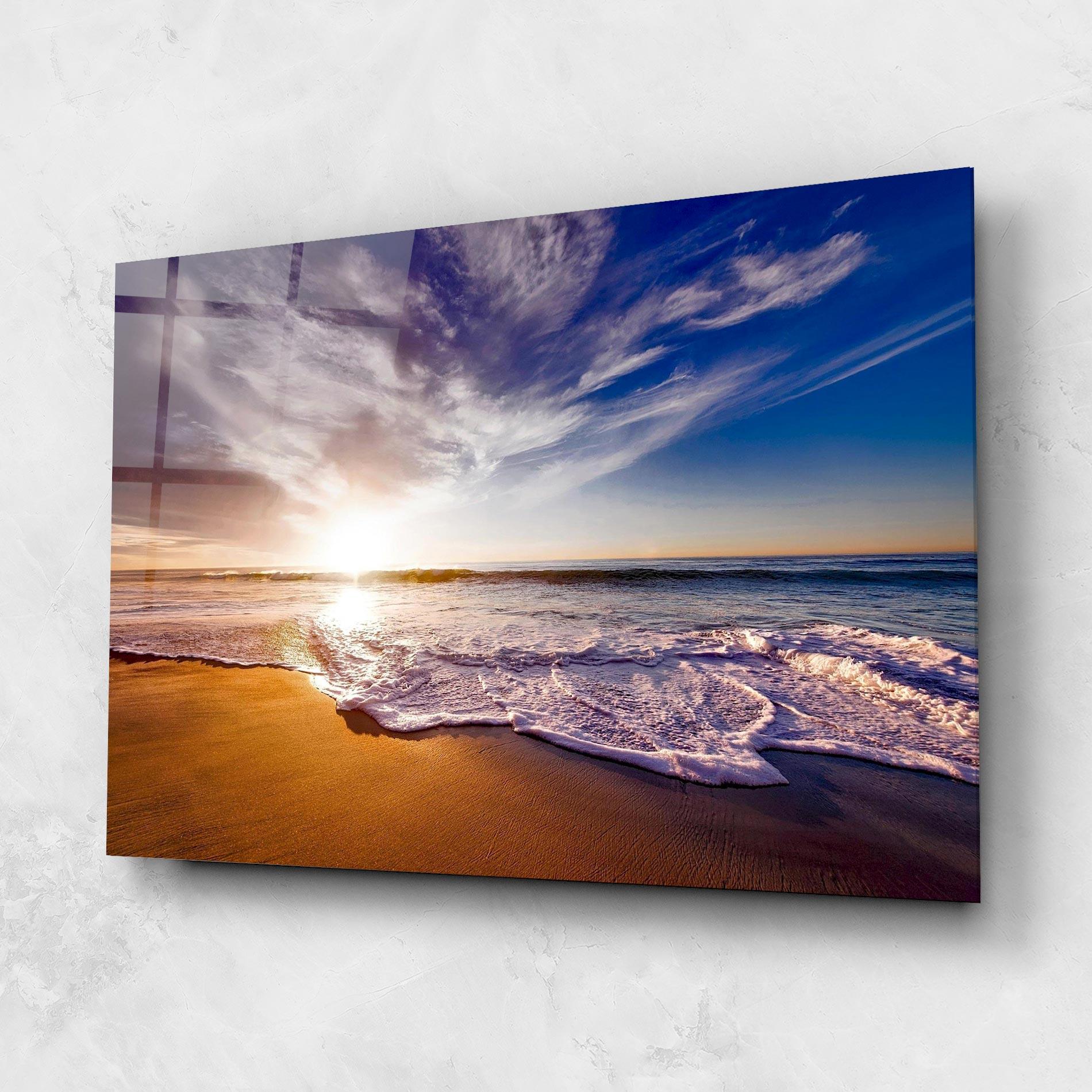 Tablou Sticla Beach Sunrise mockup 1