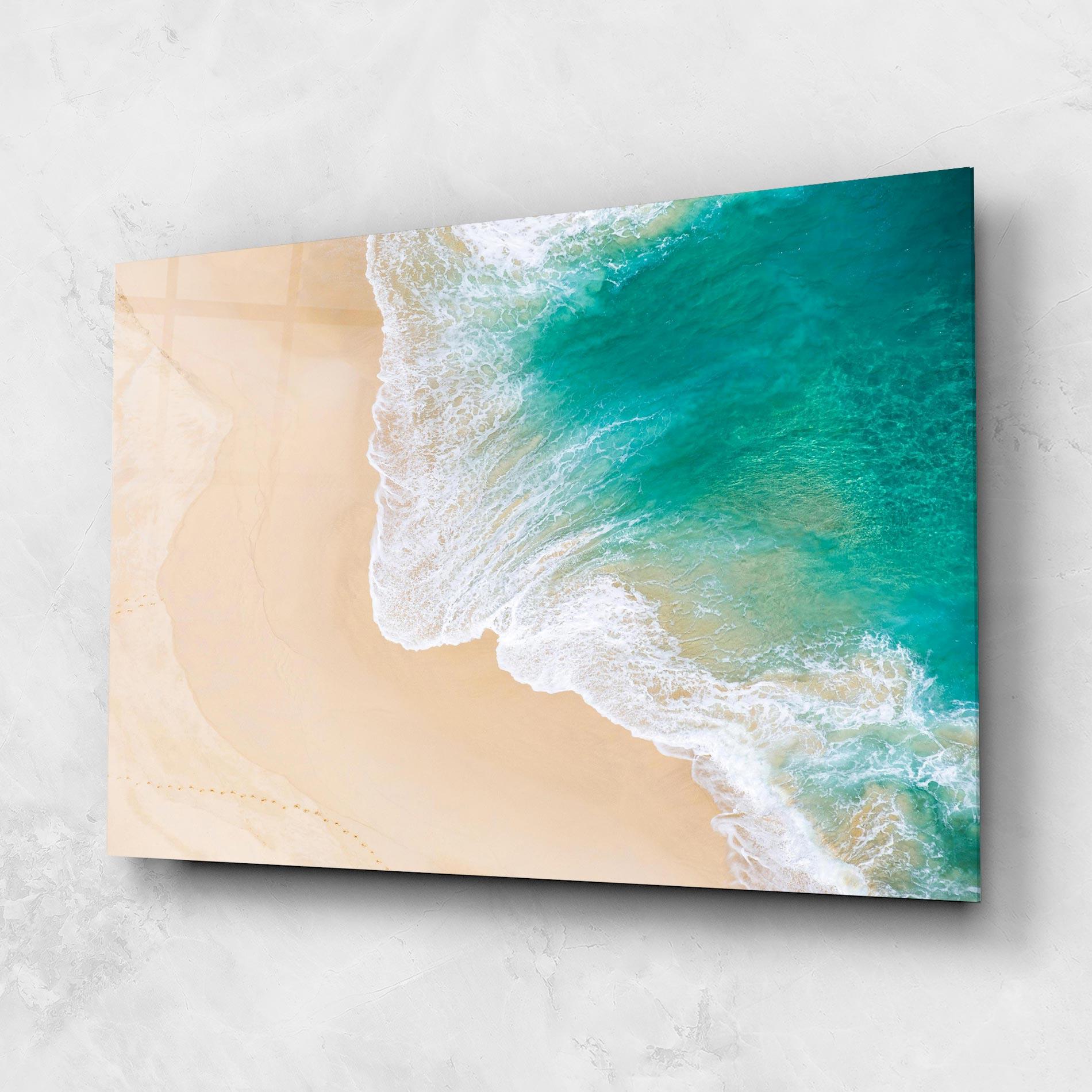 Tablou Sticla Beautiful Blue Waves mockup 1