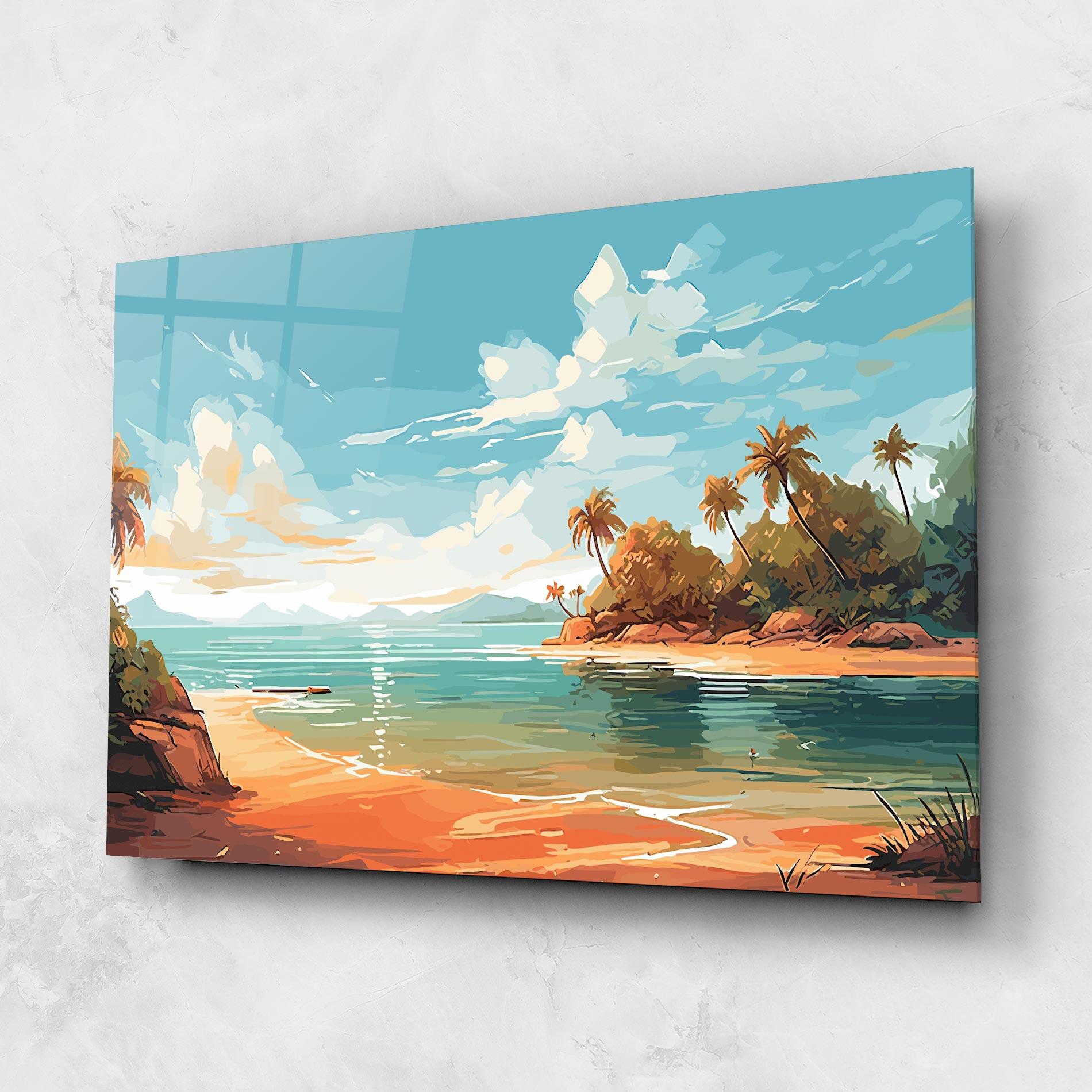 Tablou Sticla Blue Sky Beach mockup 1