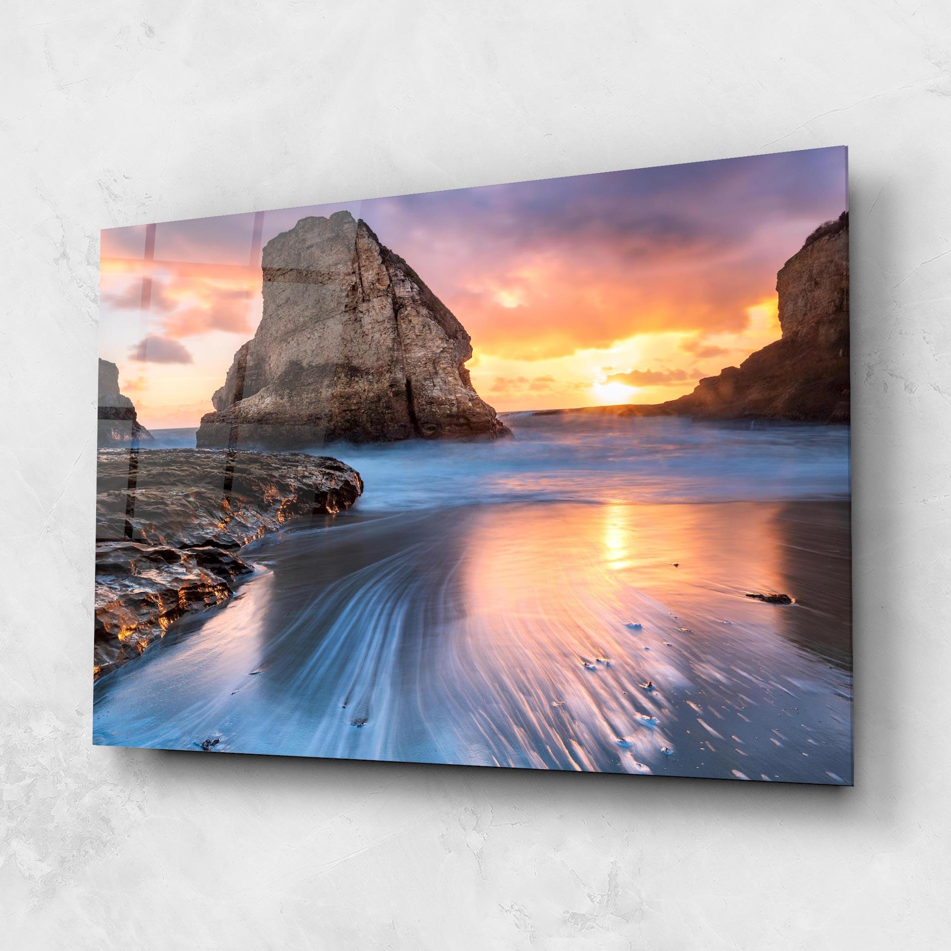 Tablou Sticla Blue Sunset Beach mockup 1